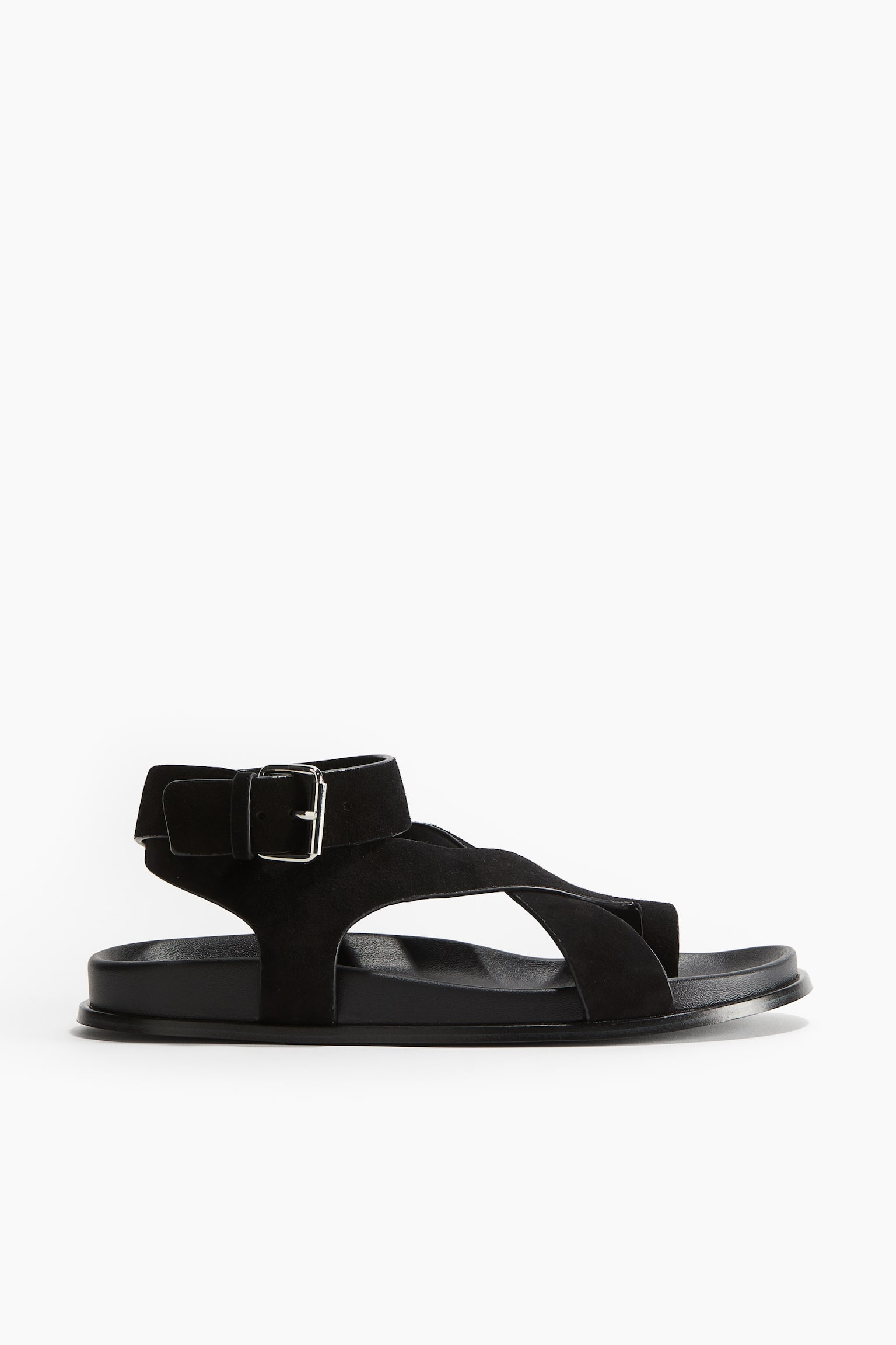 Suede Sandals - Black/Dark beige - 2