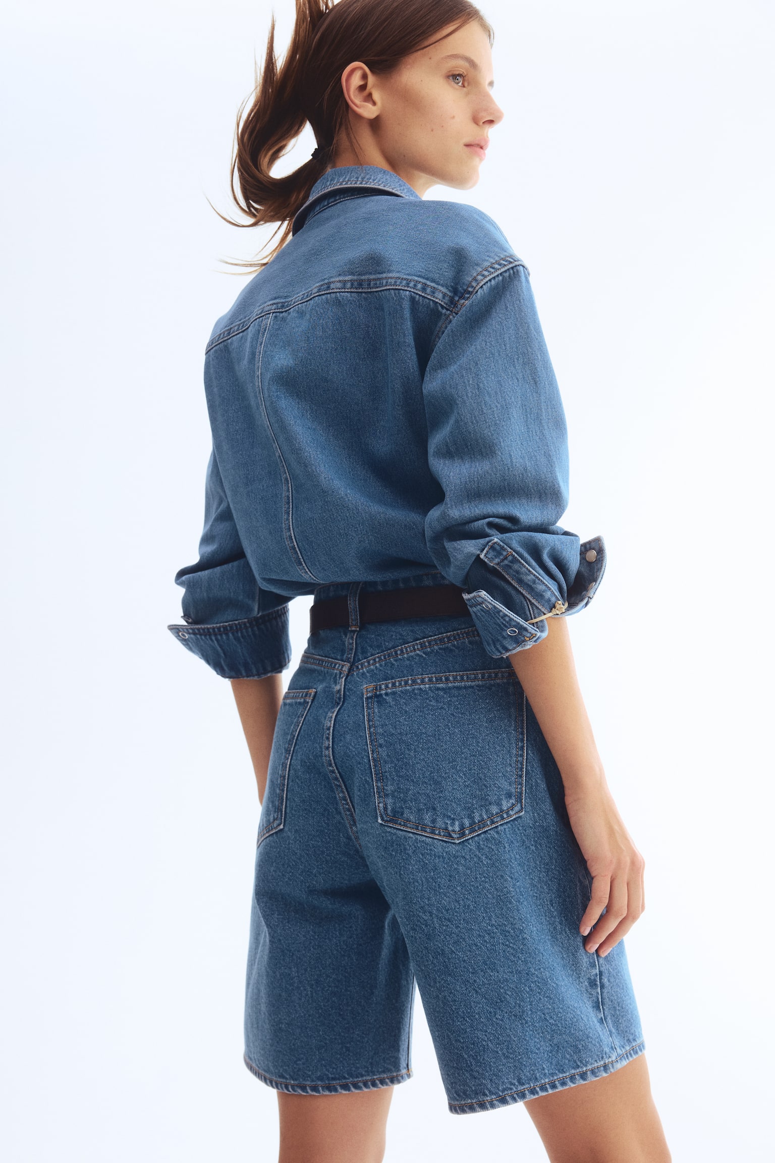 Quần short Bermuda vải denim - Màu xanh denim - 6