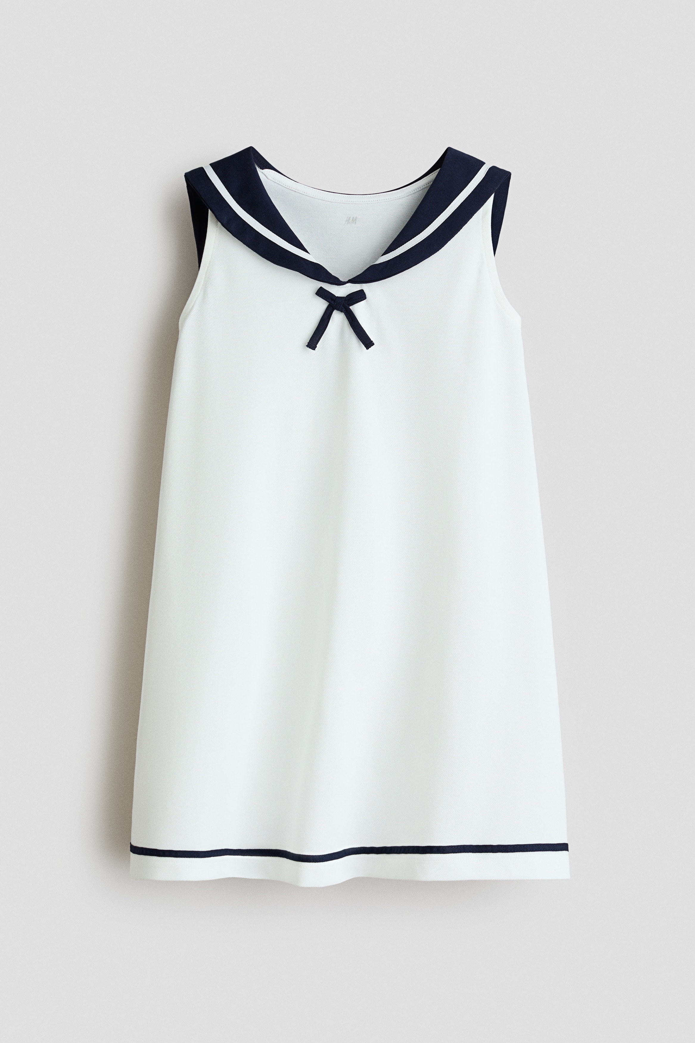 COOLMAX® Sailor-collared dress - White/Navy blue