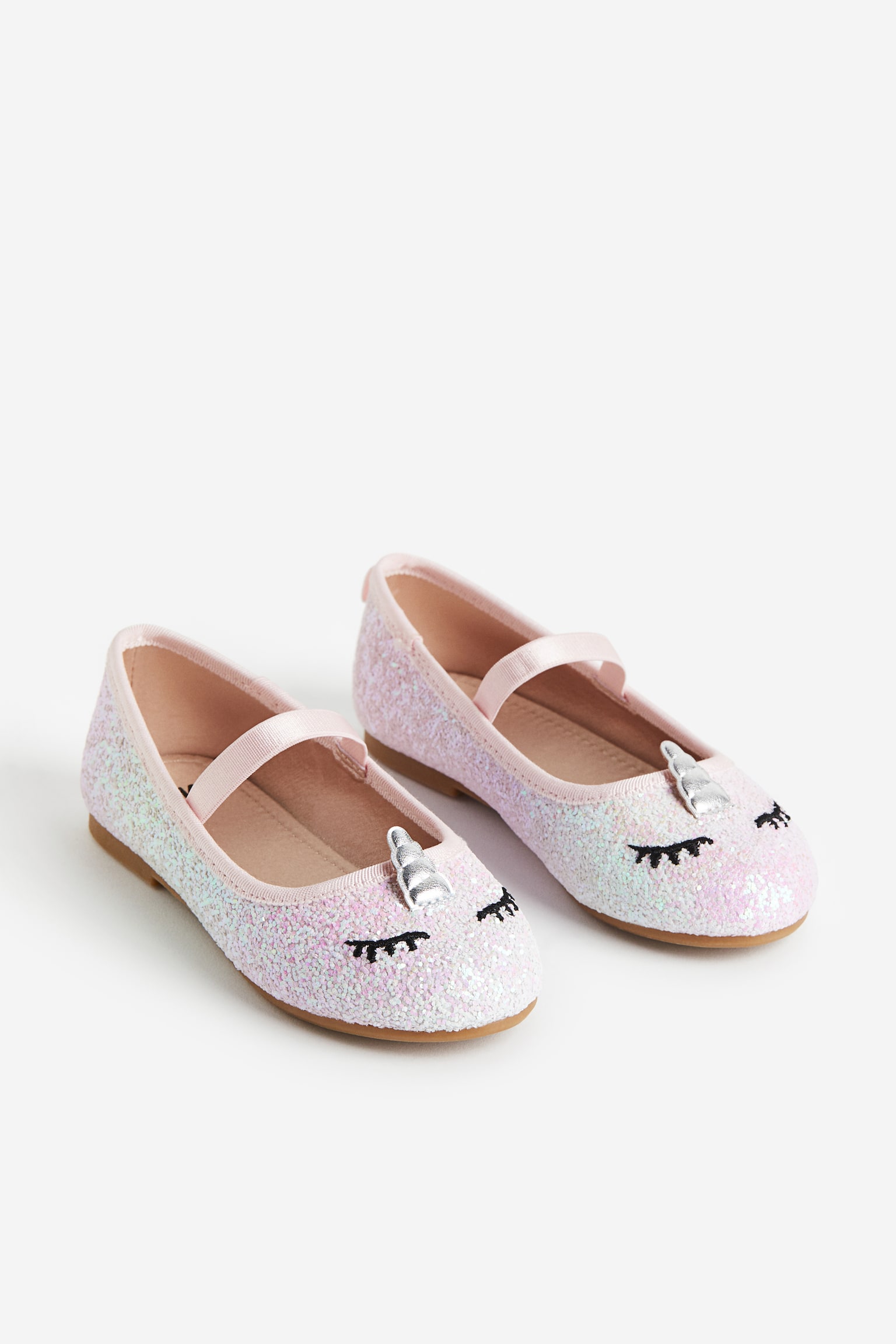 Appliquéd ballet pumps - Light pink/Unicorn/Pink/Light pink/Glittery/Gold-coloured - 1