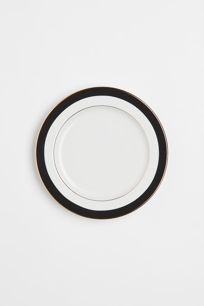 Petite assiette en porcelaine - Blanc/noir - 1