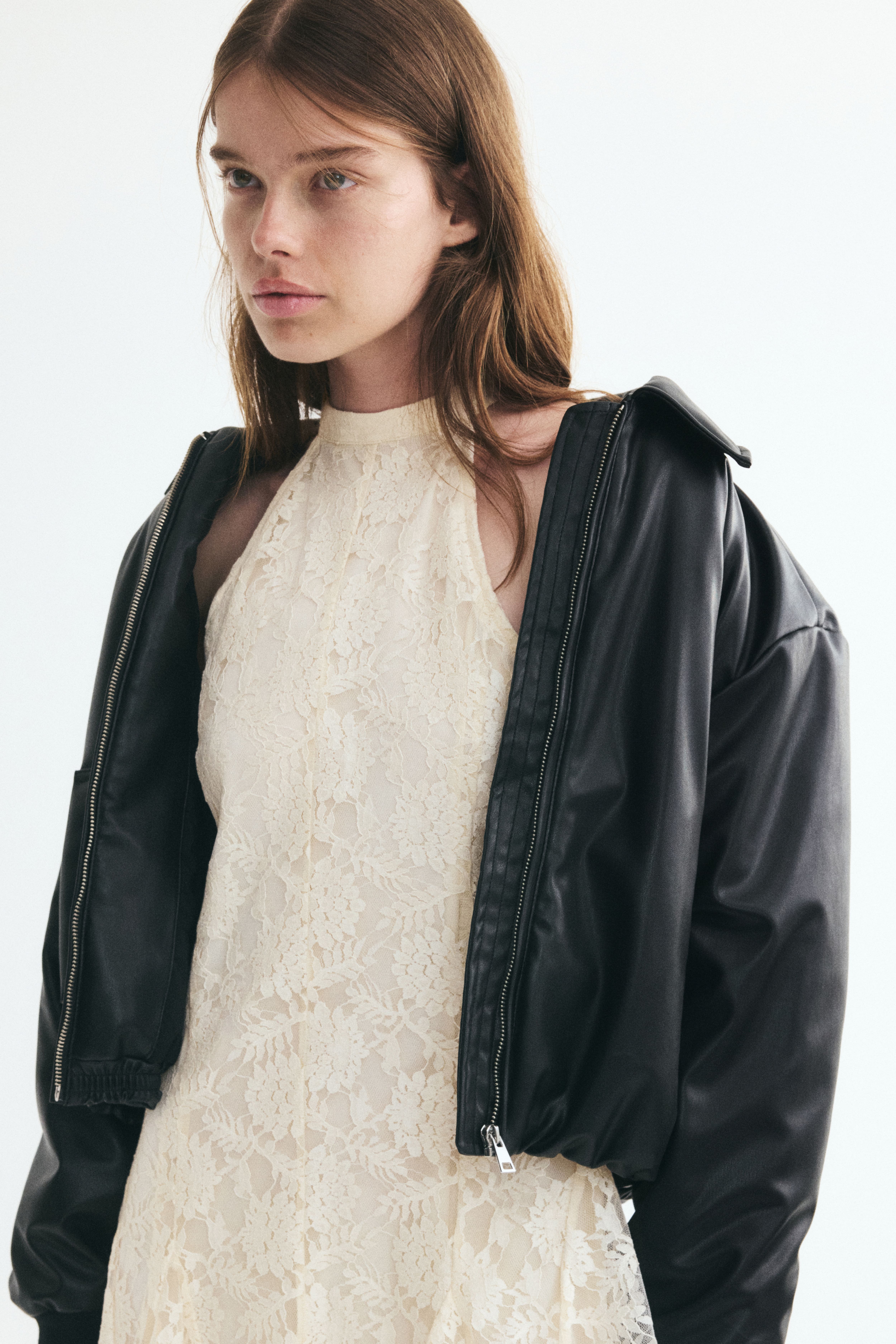 Lace Dress with Godet Pleats