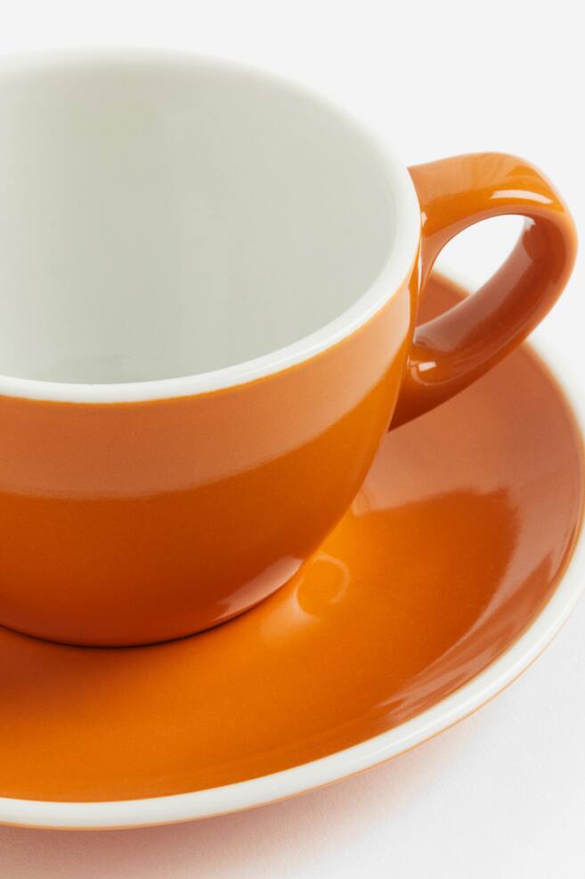 Cappuccino cup and saucer - Orange/White/Brown/White/Black/Black - 3