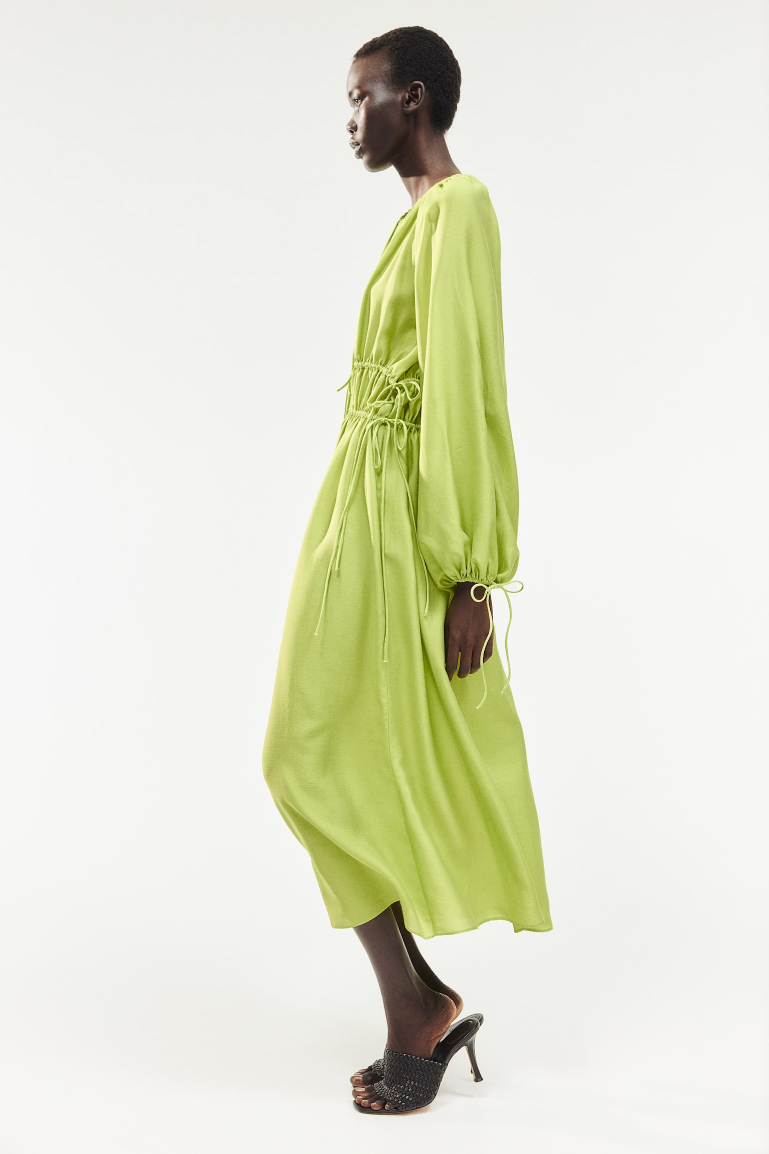 Robe oversize avec cordons de serrage - Vert lime/Blanc/noir/fleuri/Rouge/motif - 5