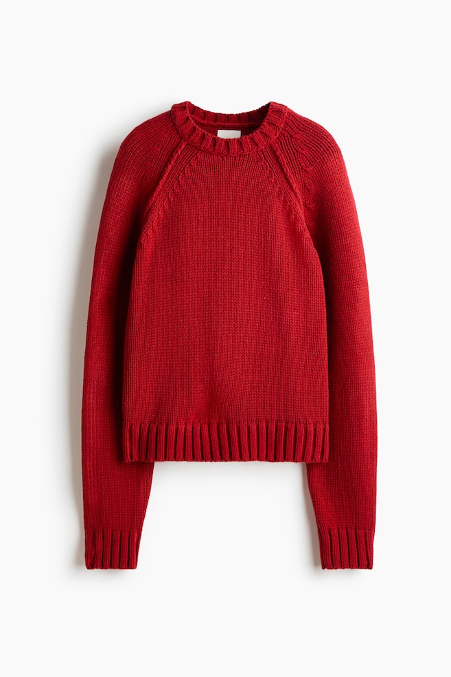 Raglan-sleeved jumper - Red/Beige marl/Cream - 1