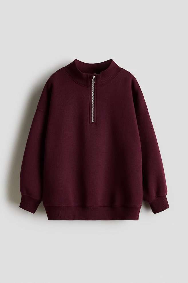 Half-Zip Sweatshirt - Dark red - 1