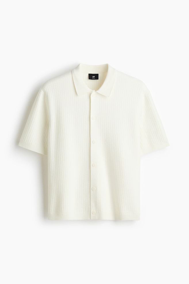 Regular-Fit Textured-Knit Shirt - White/Gray - 1