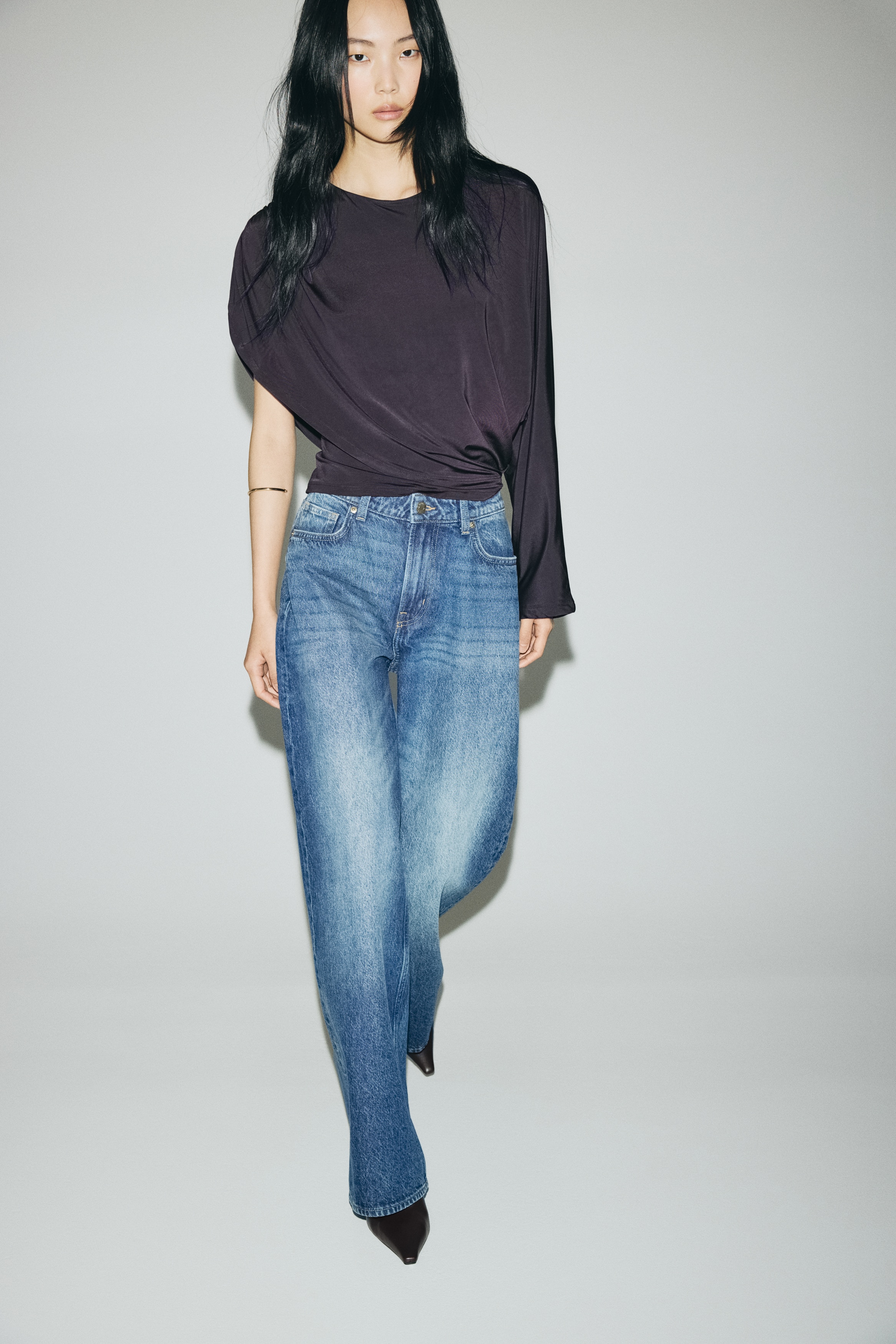 Asymmetric Jersey Top - Dark purple - Ladies | H&M US