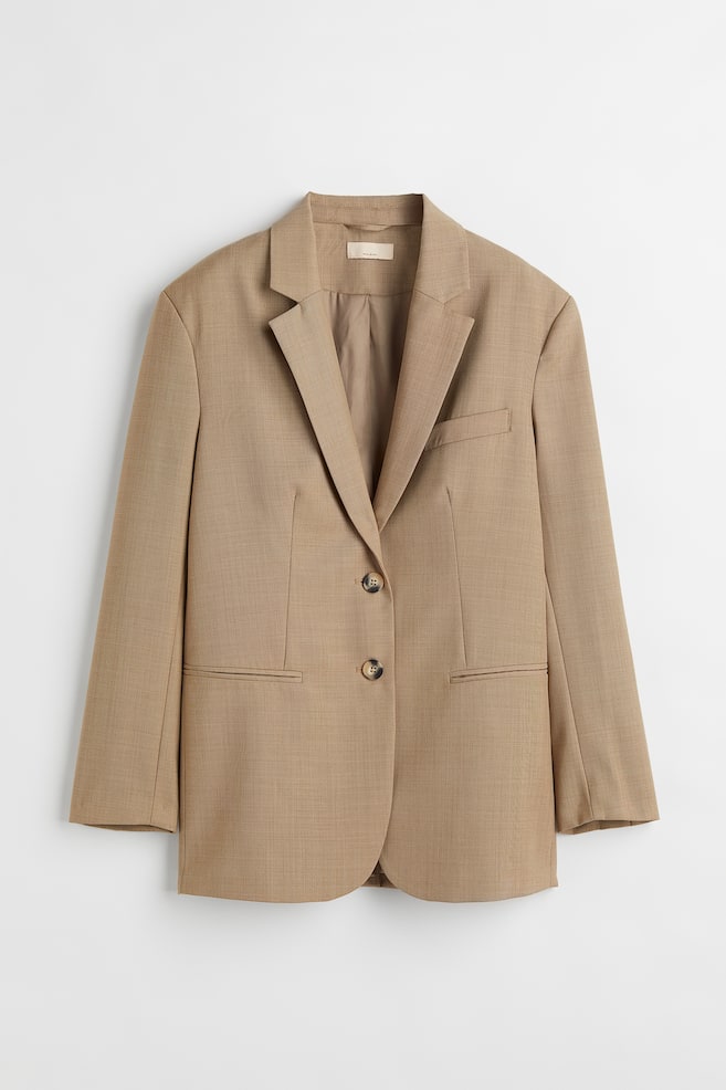 Oversized twill jacket - Dark beige - 1