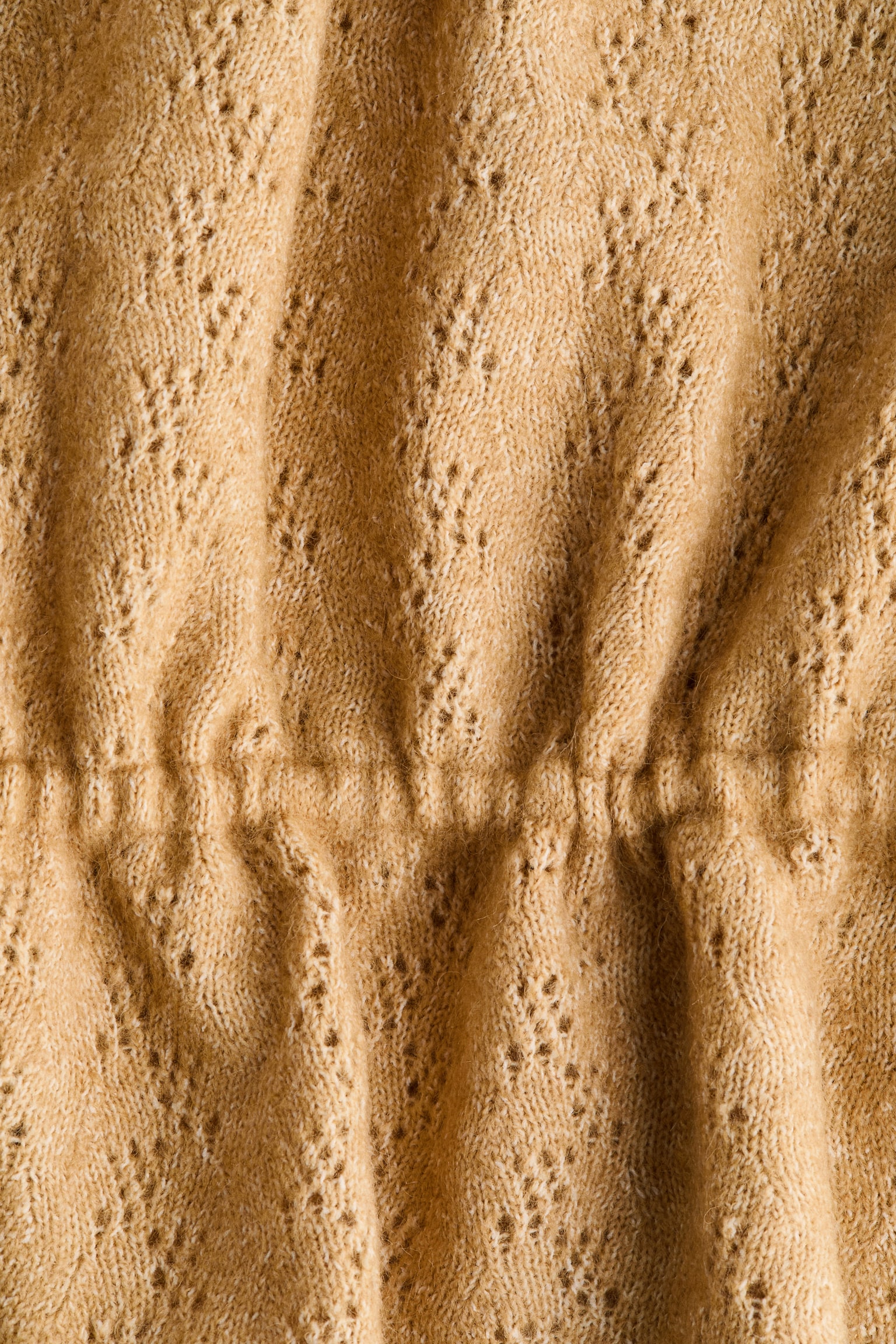 Pointelle-knit peplum top - Beige - 2