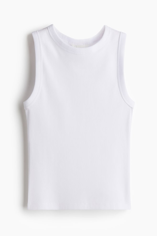 Ribbed Tank Top - White/Navy blue/Olive green/Black - 1