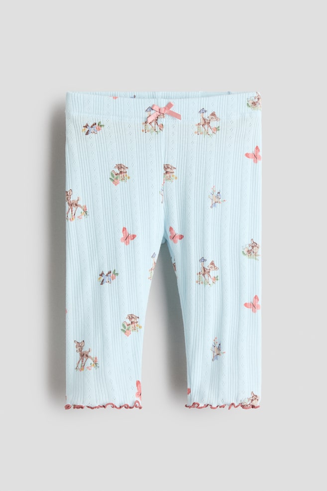 Printed Pointelle Leggings - Light blue/Bambi - 1