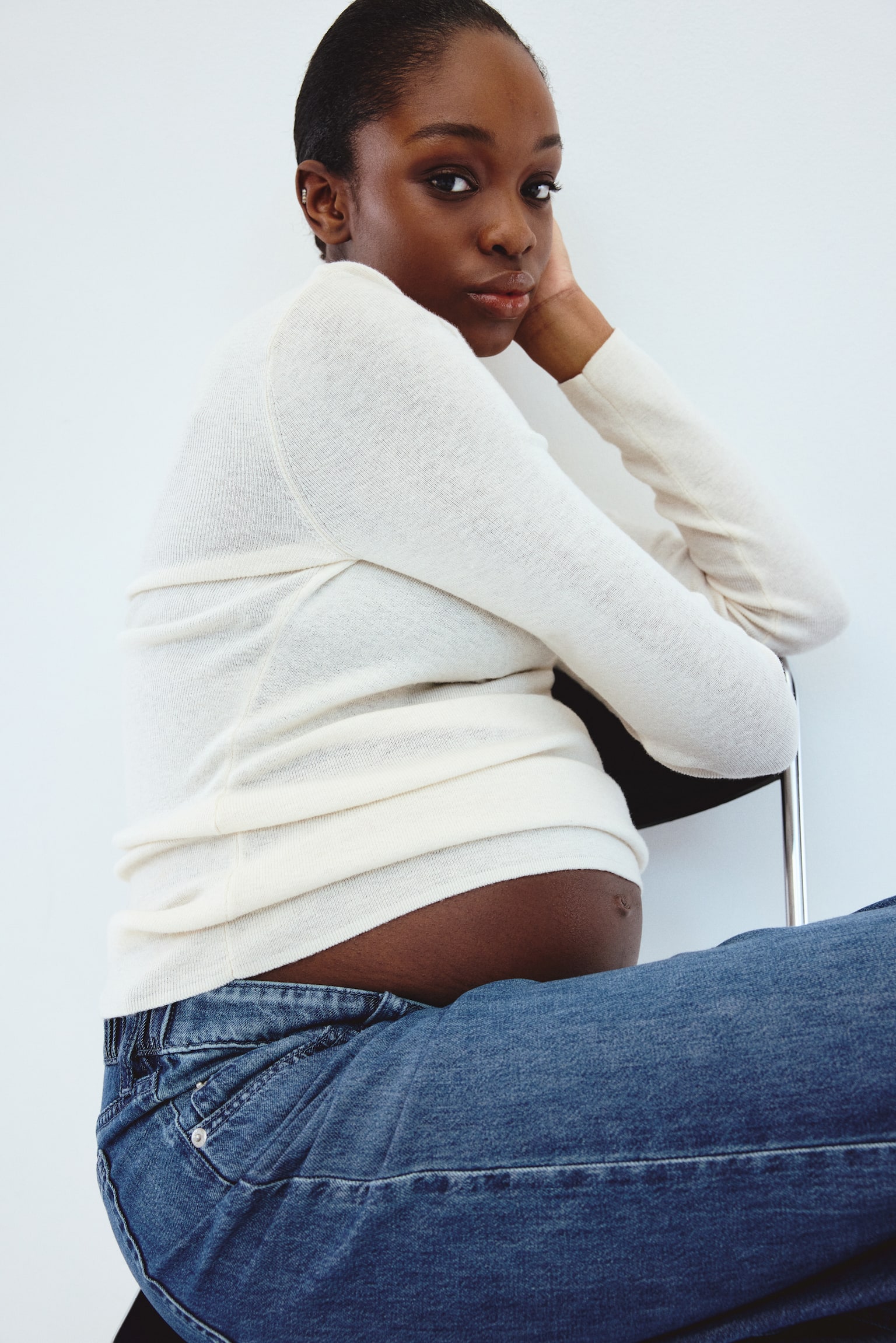 MAMA Wide Low Jeans - כחול ג'ינס/כחול ג'ינס כהה - 5