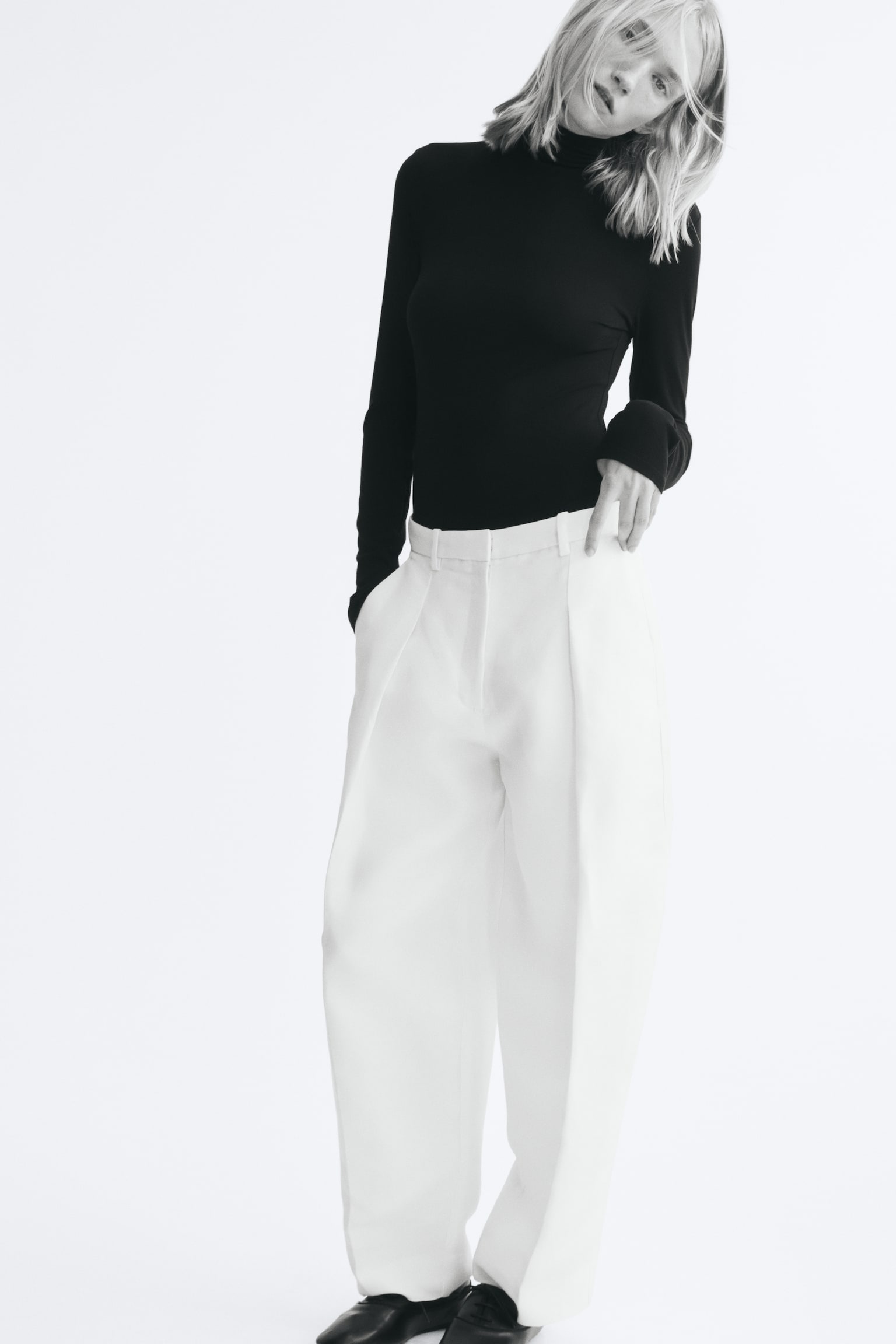 Женский топ H&M Long-Sleeved Mock Turtleneck Top, цвет: Чёрный — фото 5