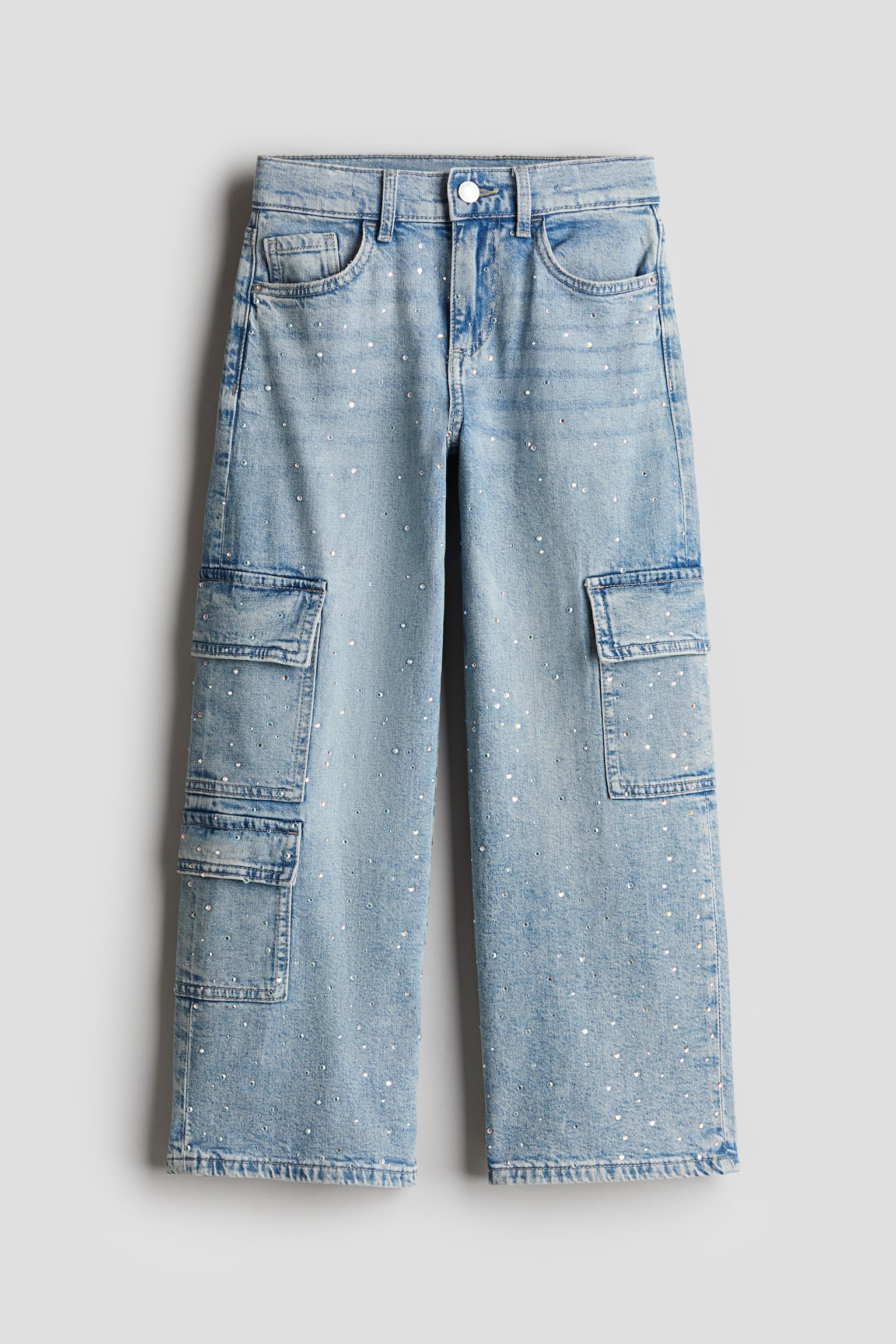 Loose Fit Wide Leg Cargo Jeans - Denim blue/Denim grey - 1