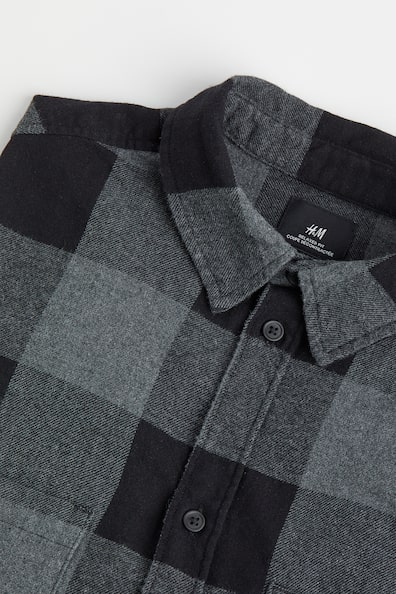 Relaxed Fit Twill Shirt - Dark gray/checked - Men | H&M US