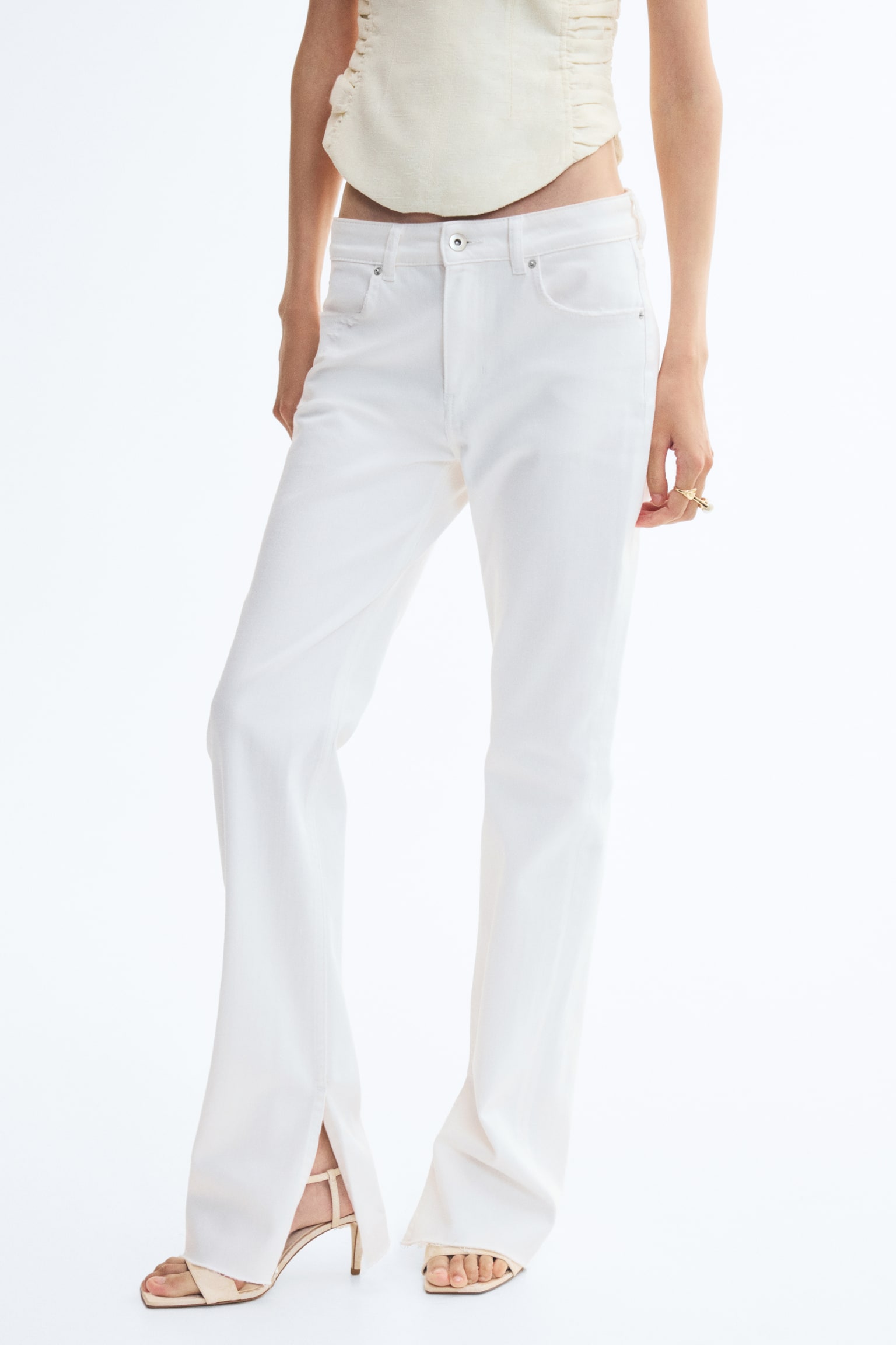 Женские джинсы H&M Slim Regular-Waist, цвет: Белый — фото 4