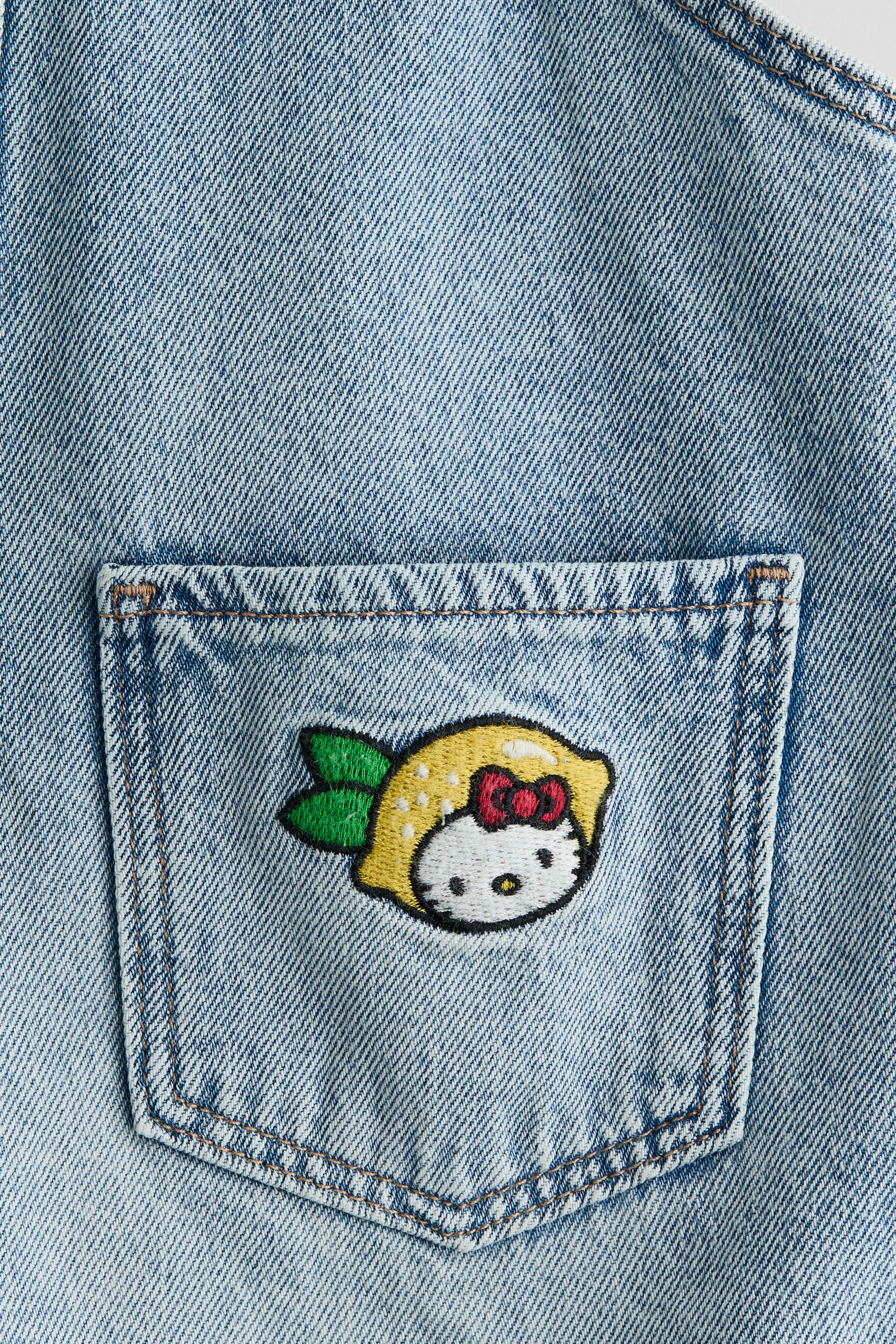 Appliquéd Denim Overall Shorts