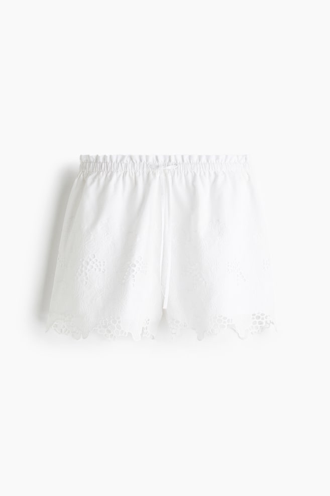 Short met broderie anglaise - Wit - 1