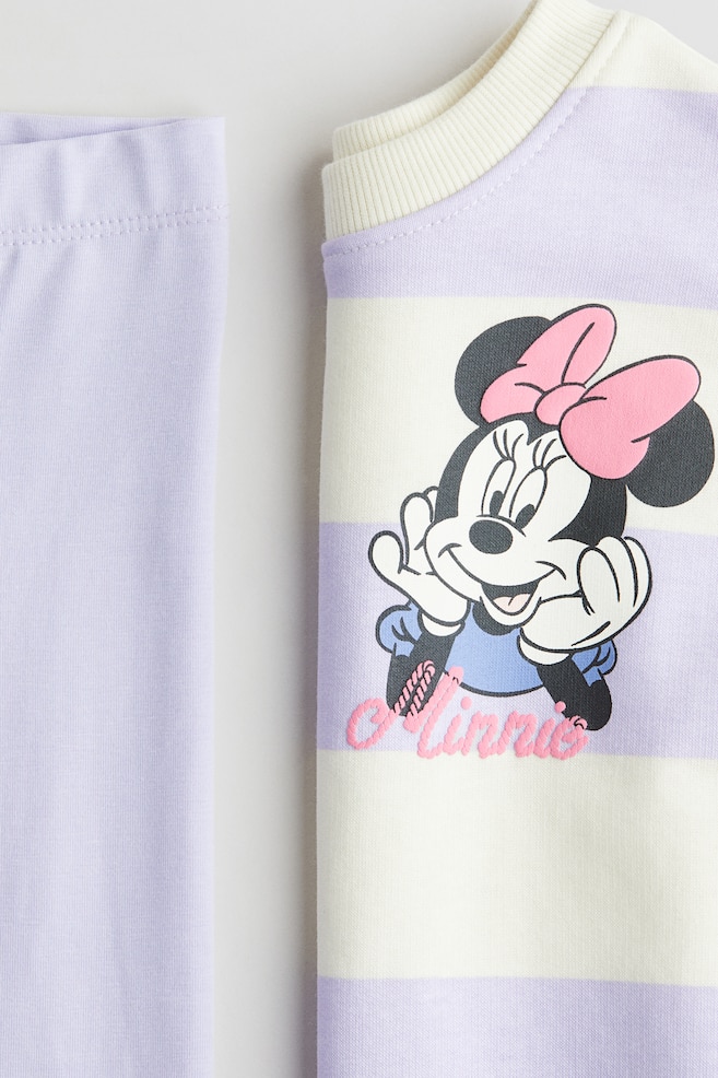 2-piece Top and Leggings Set-Light purple/Minnie Mouse - 2