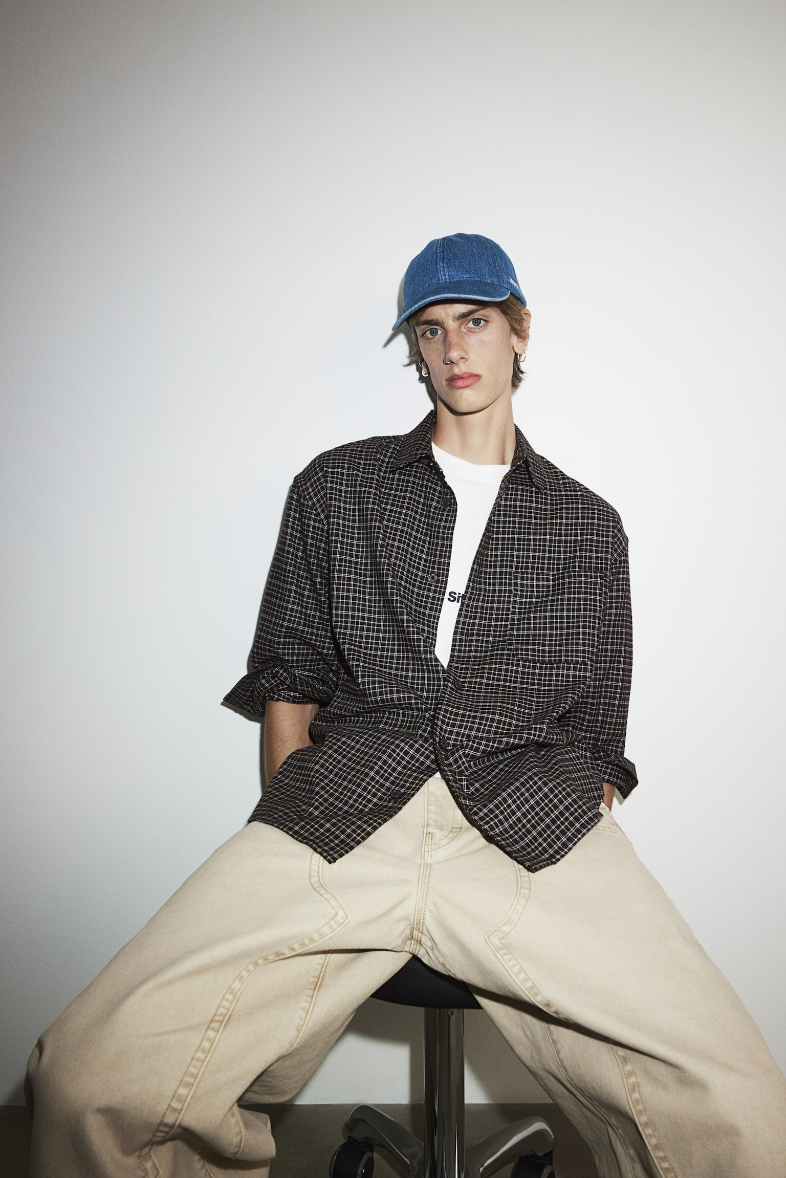 Loose Fit Shirt - Dark brown/Checked/Dark blue/Checked/Grey/Checked/Black/Checked/Beige/Checked - 1