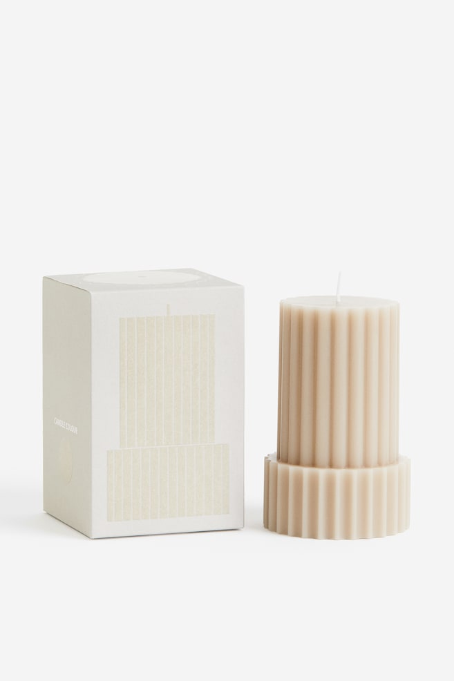 Shaped pillar candle - Light beige/Light pink - 1