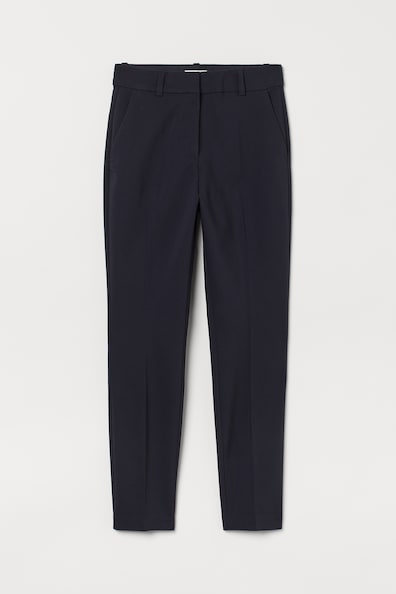 Cigarette trousers - Regular waist - Ankle length - Navy blue - Ladies ...