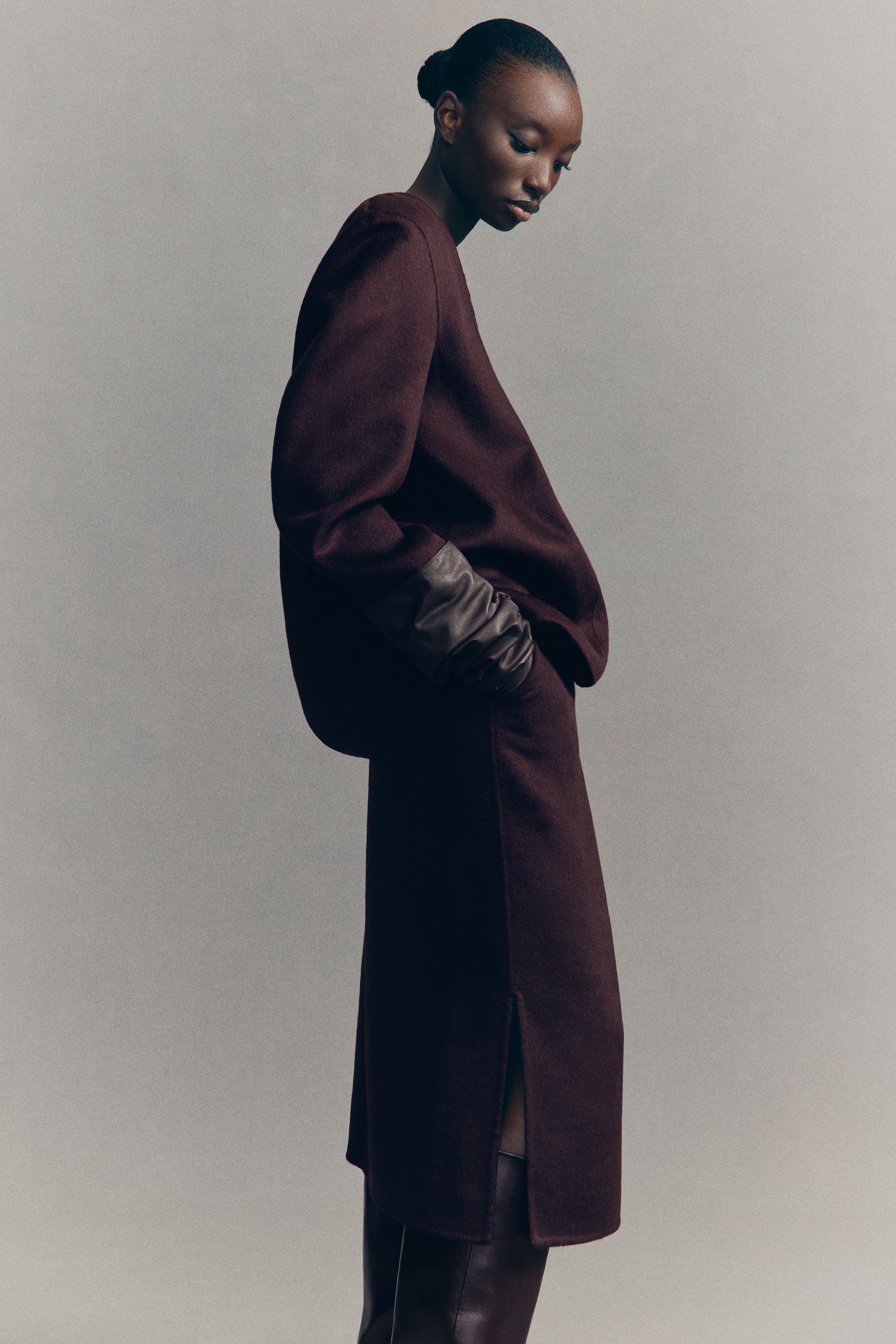 H & M - ウールブレンドペンシルスカート - パープル