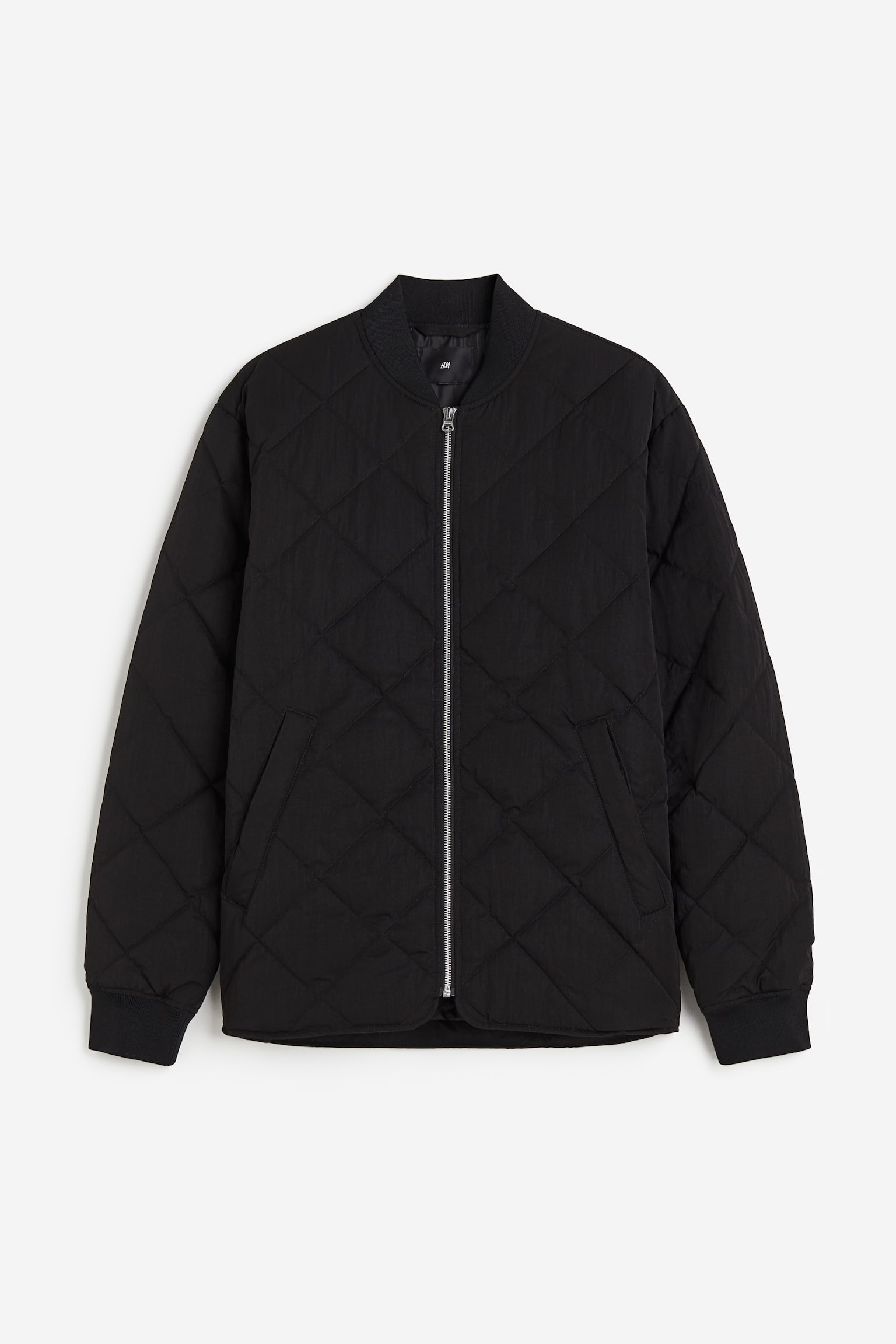 Quilted Bomber Jacket - Black - 1