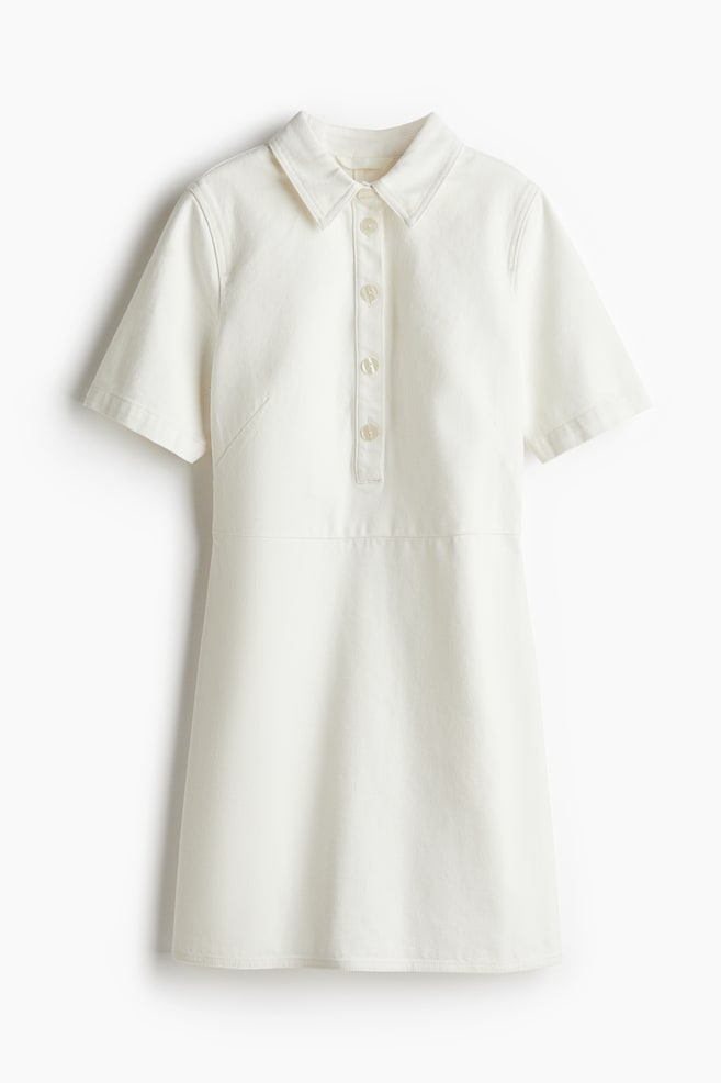 Robe en denim avec col - Blanc - 1