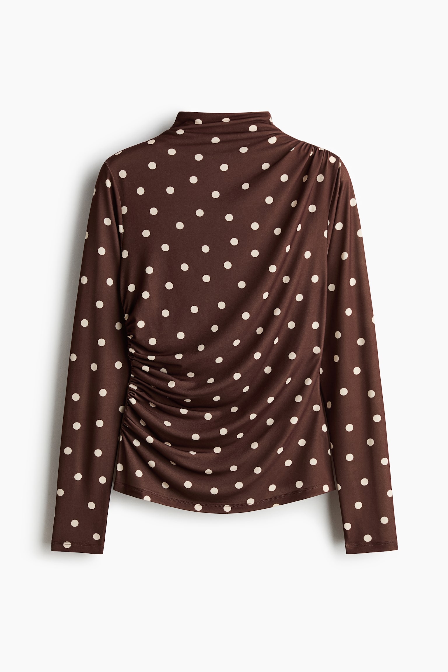 Draped jersey top - Dark brown/Polka dot - 2