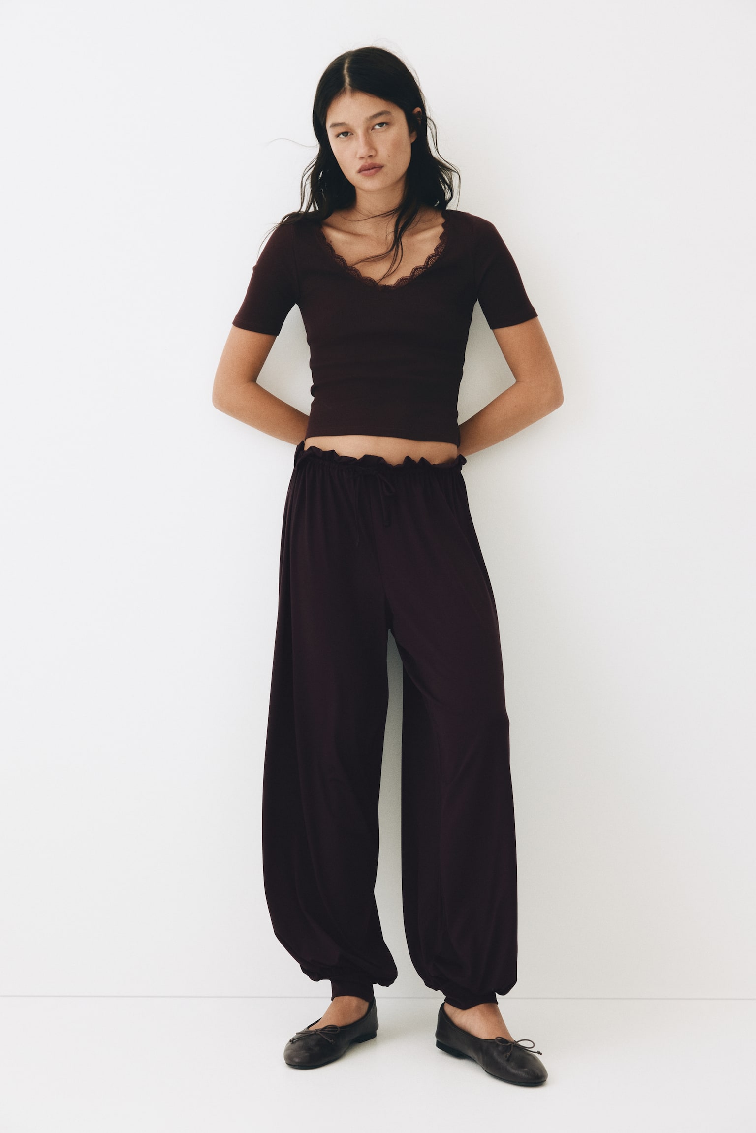 Jersey balloon trousers - סגול שזיף/ירוק זית/שחור - 1