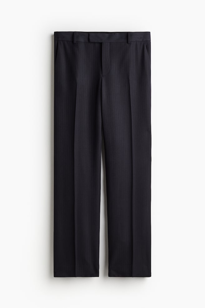 Wool-blend tailored trousers - Black/Herringbone-patterned - 1