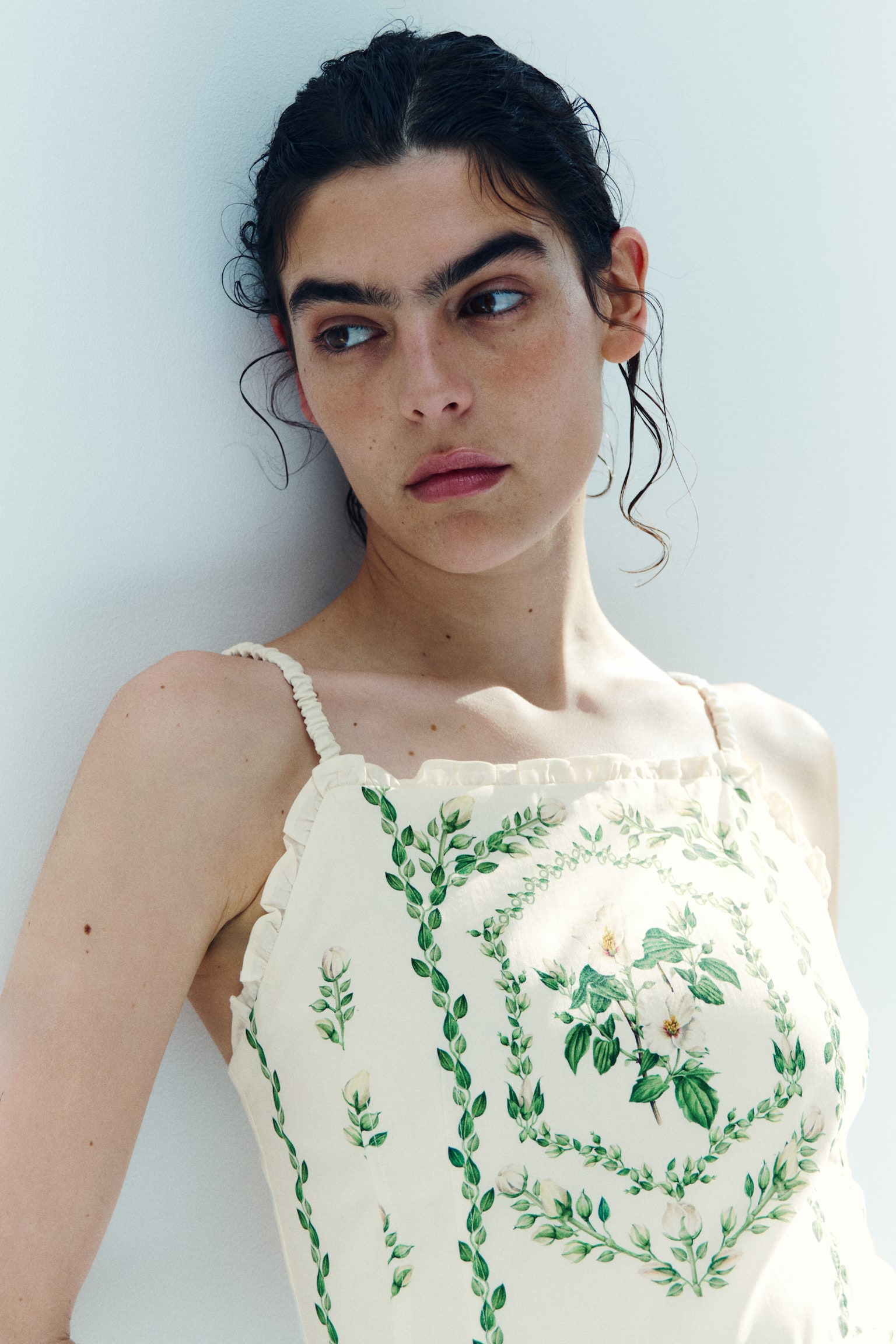Flared-skirt cotton dress - Ivory/Floral - 4