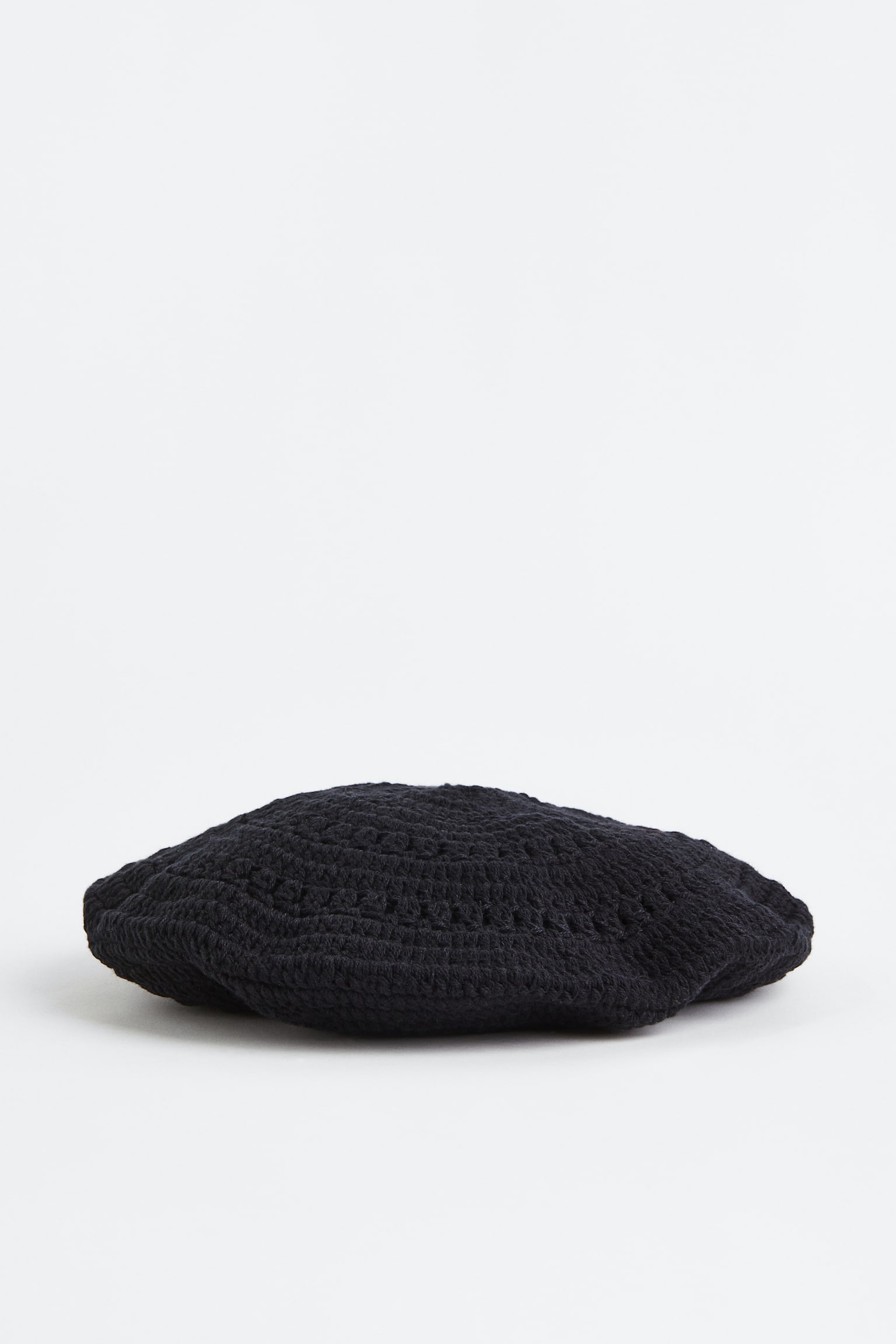 Crochet Look Beret - Black/White - 1