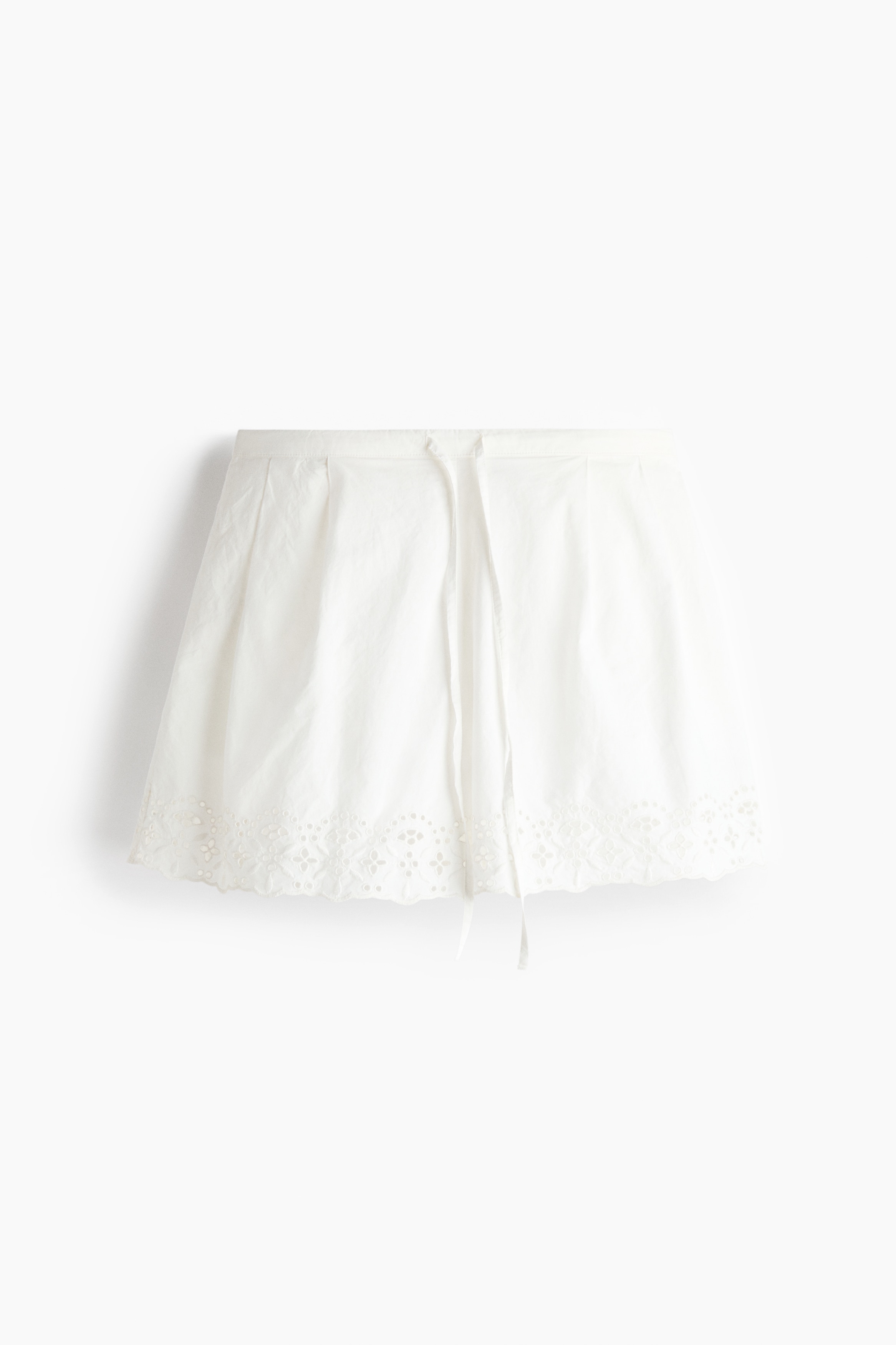 Broderie-anglaise cotton shorts - White