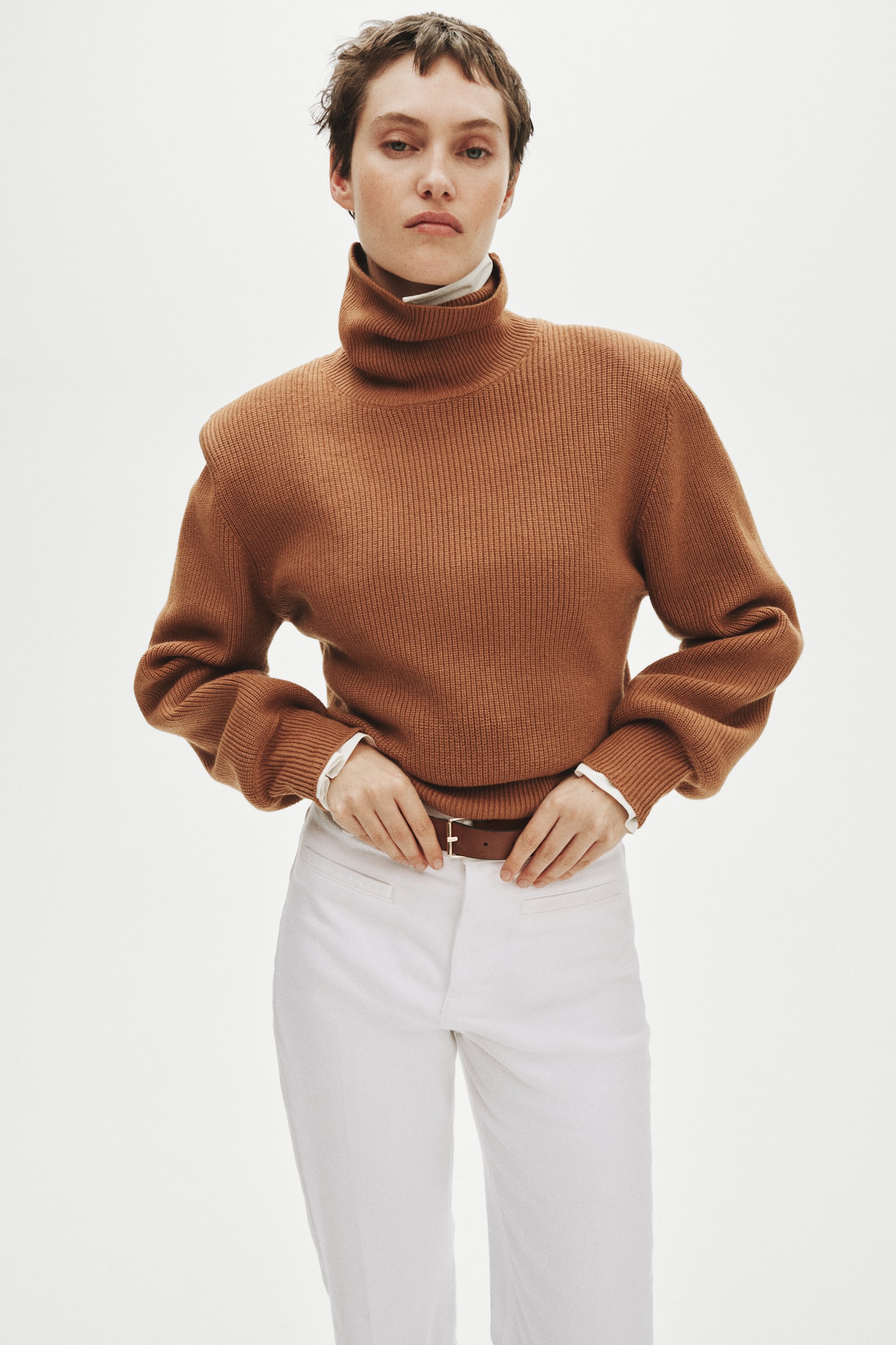 Flared twill trousers - White - 1