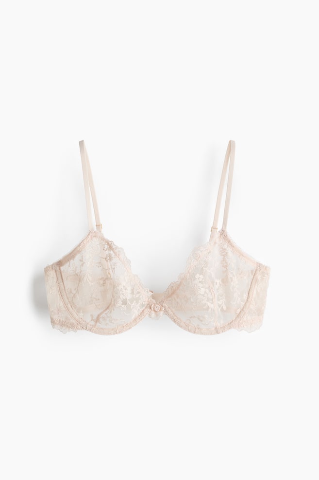 Underwired embroidered bra - Bege claro/Preto - 1