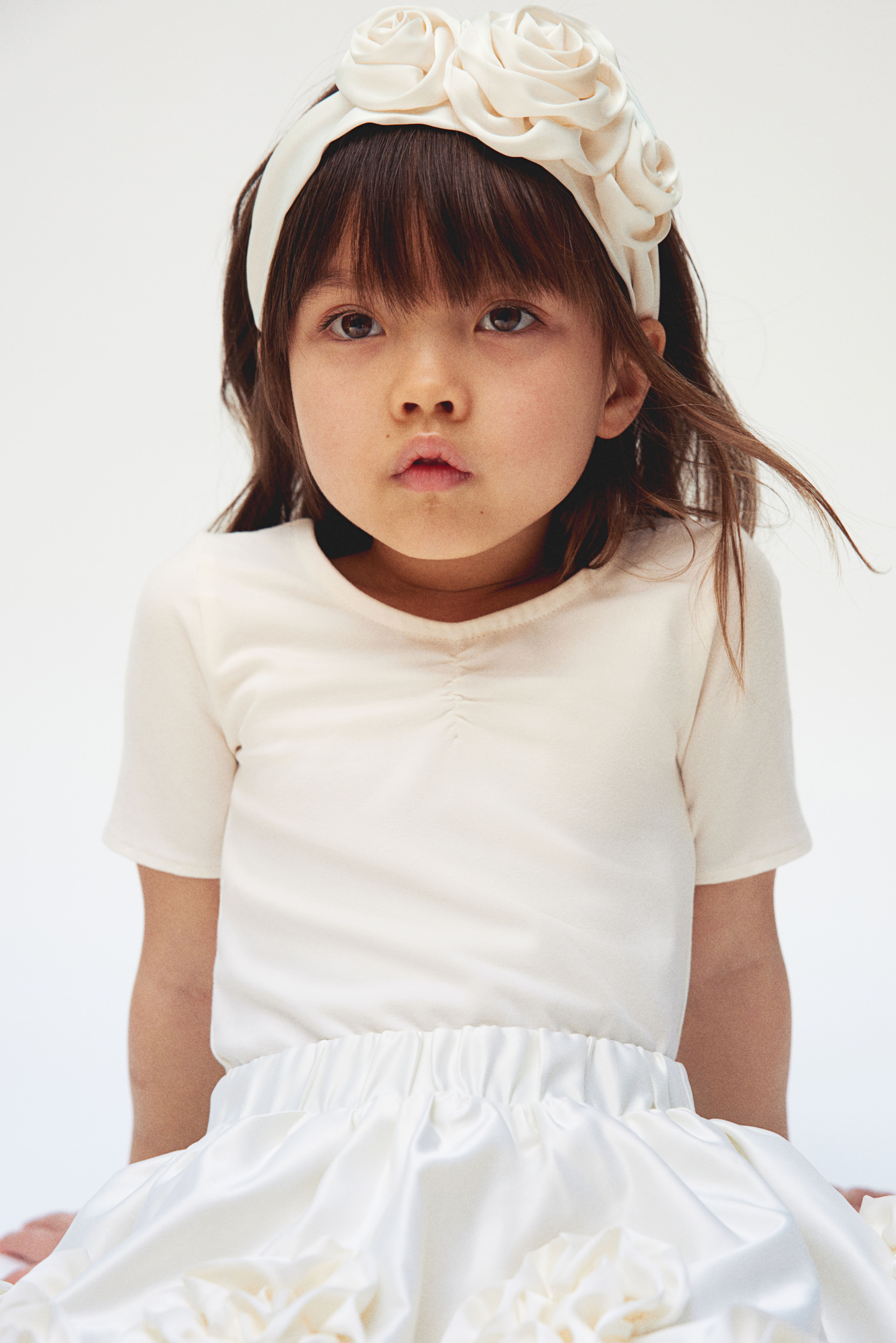 Satin Hairband with Flowers