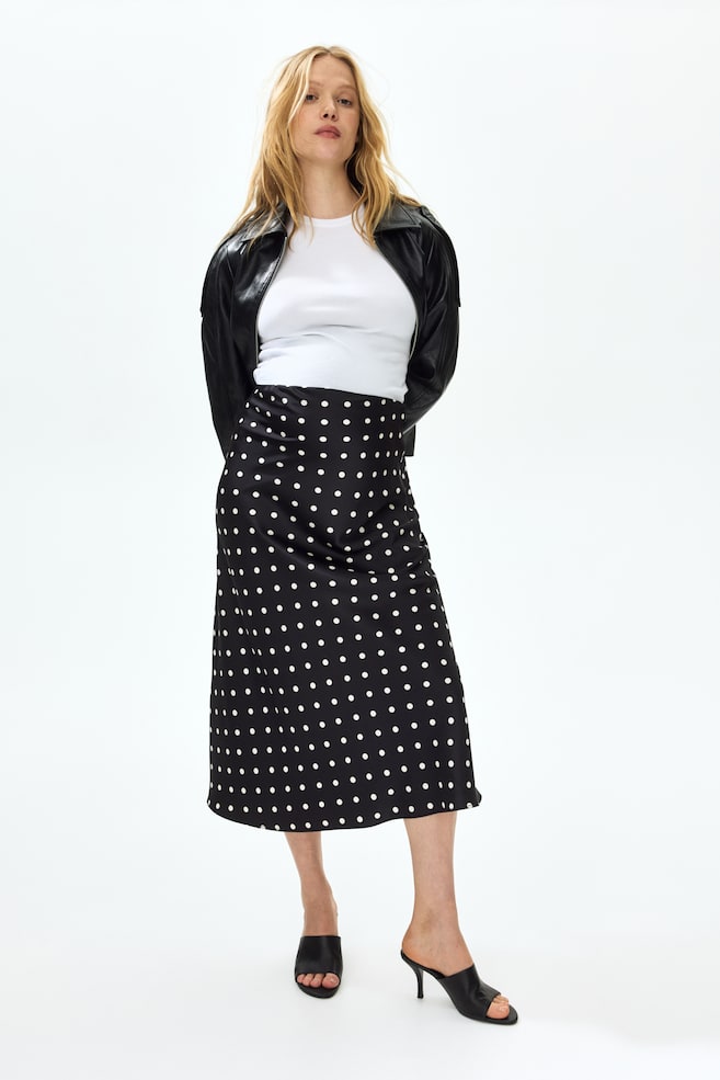 MAMA Satin Slip Skirt - Black/polka dot/Beige/leopard print/Denim blue/Beige/zebra print/Light beige/Black - 1