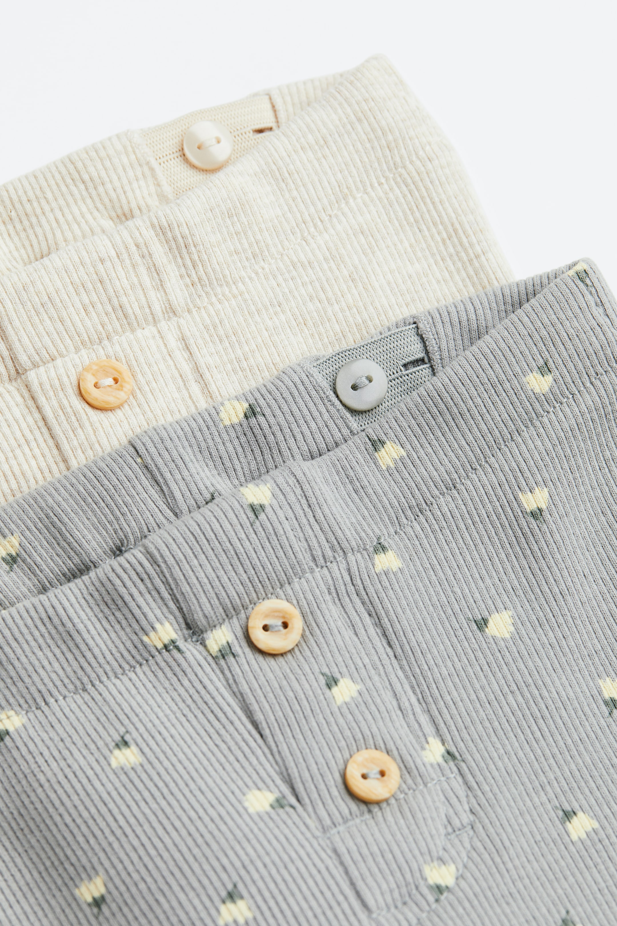 View larger image: 2-pack ribbed leggings - Light grey/Light beige - Kids | H&M 2