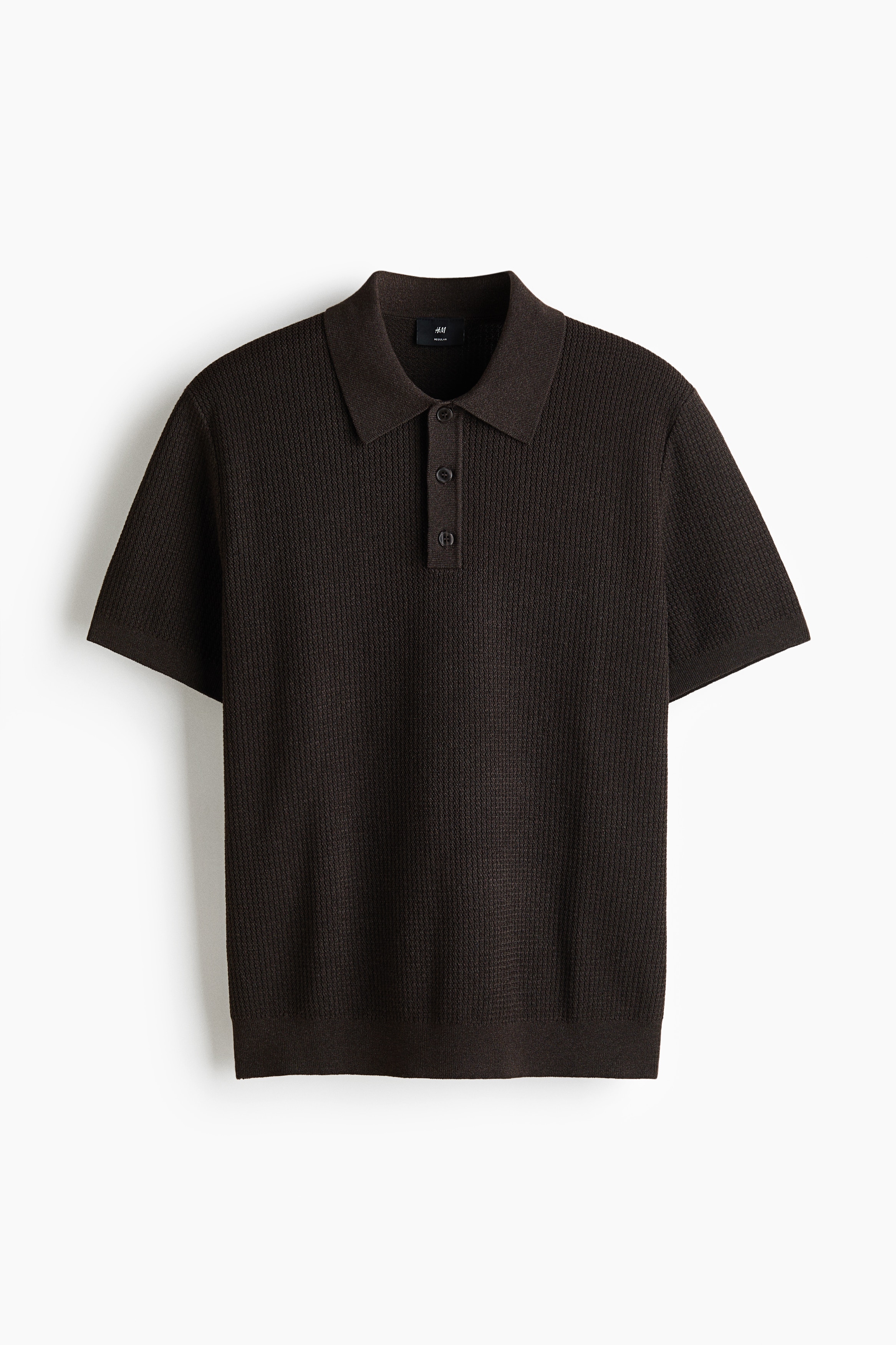 Regular-Fit Knit Polo Shirt - Dark brown/Cream/Navy blue/Gray melange
