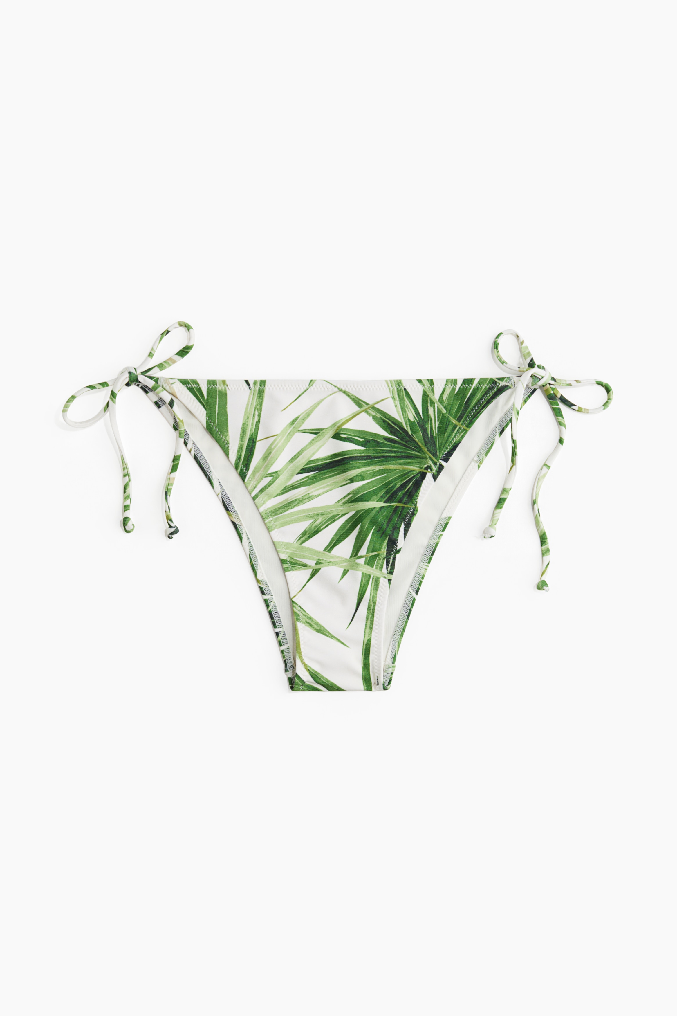 Bikinitanga met strikbandjes - Wit/groen dessin/Zwart/wit dessin/Zwart