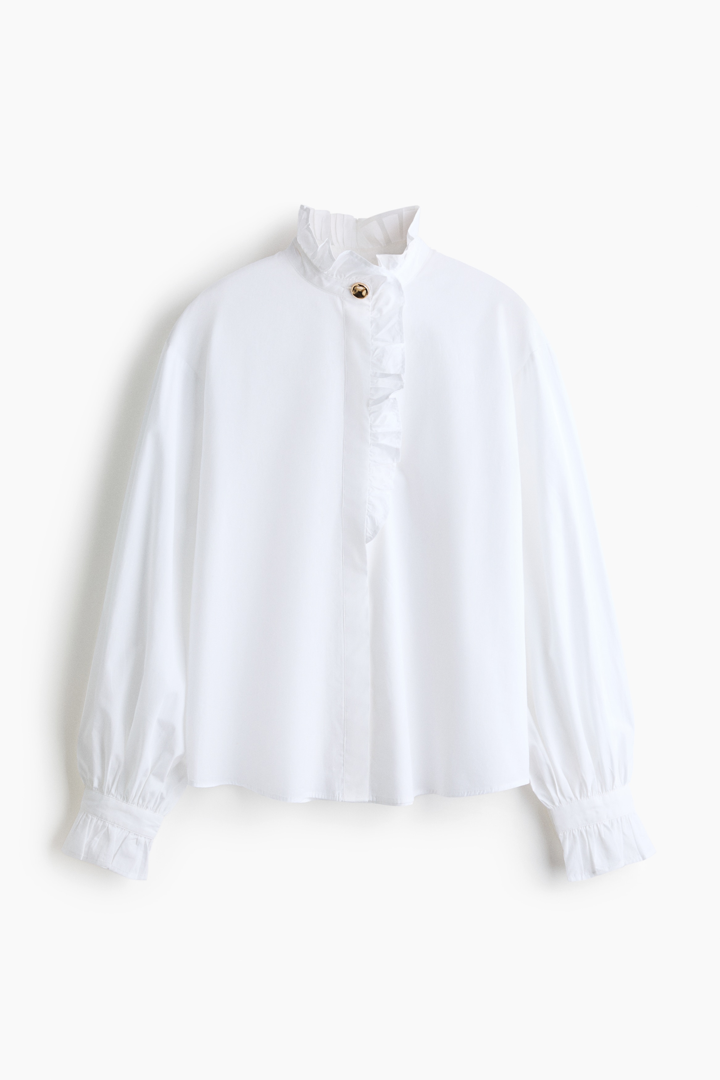 Katoenen blouse met volants - Wit
