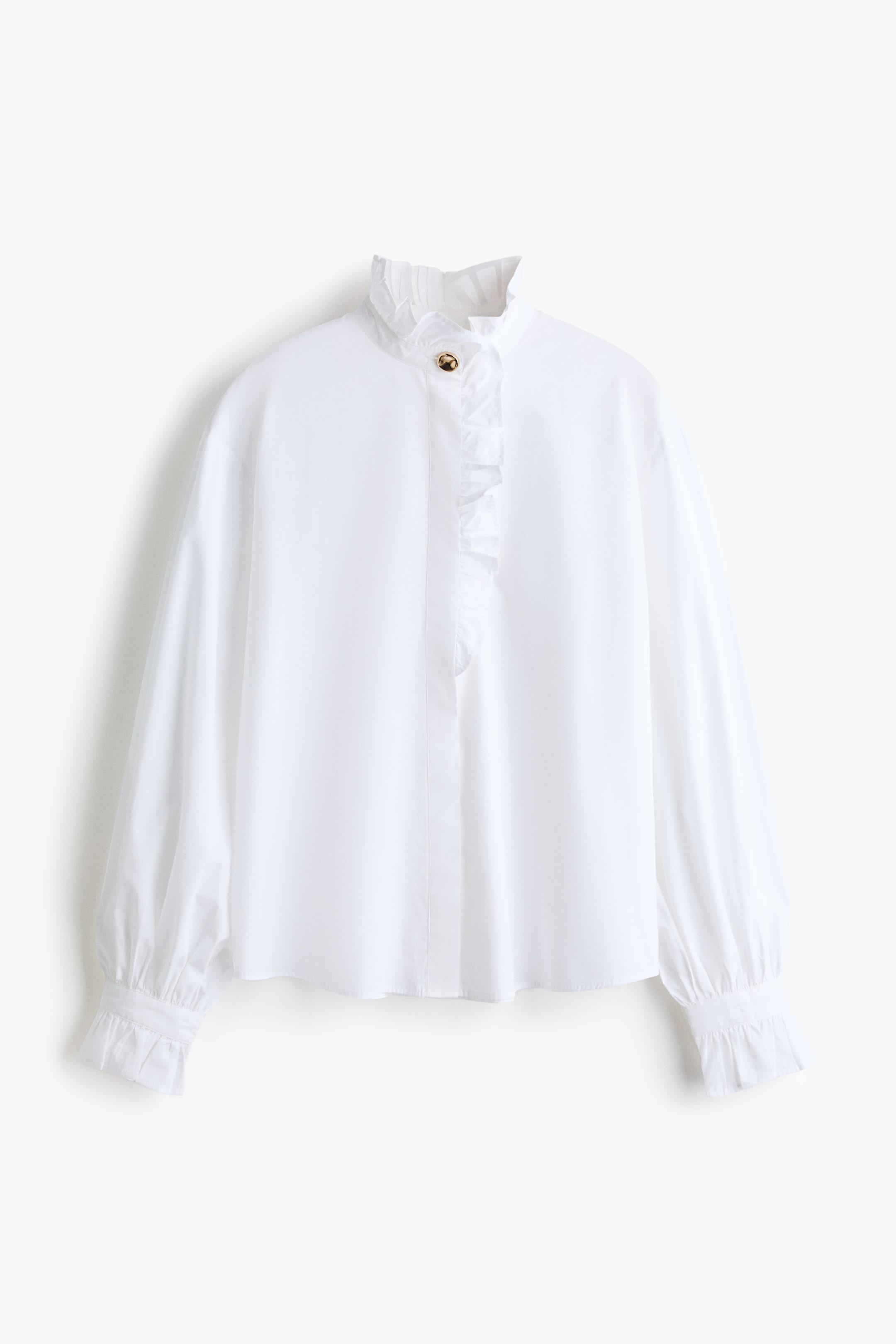 Ruffle-Trimmed Cotton Blouse