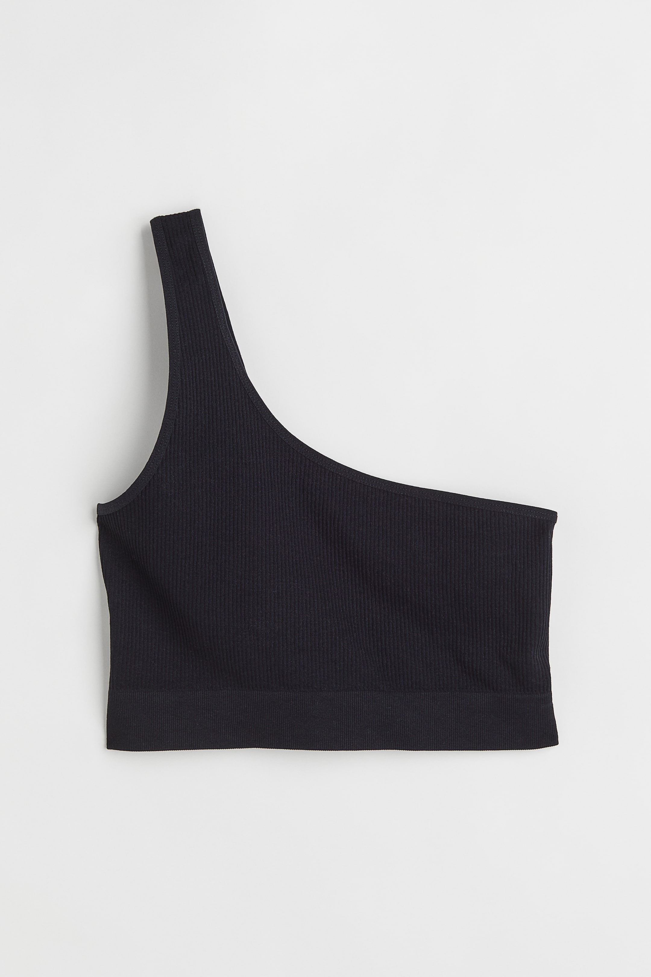 Seamless One-shoulder Bralette - Sleeveless - Short - Black - Ladies ...