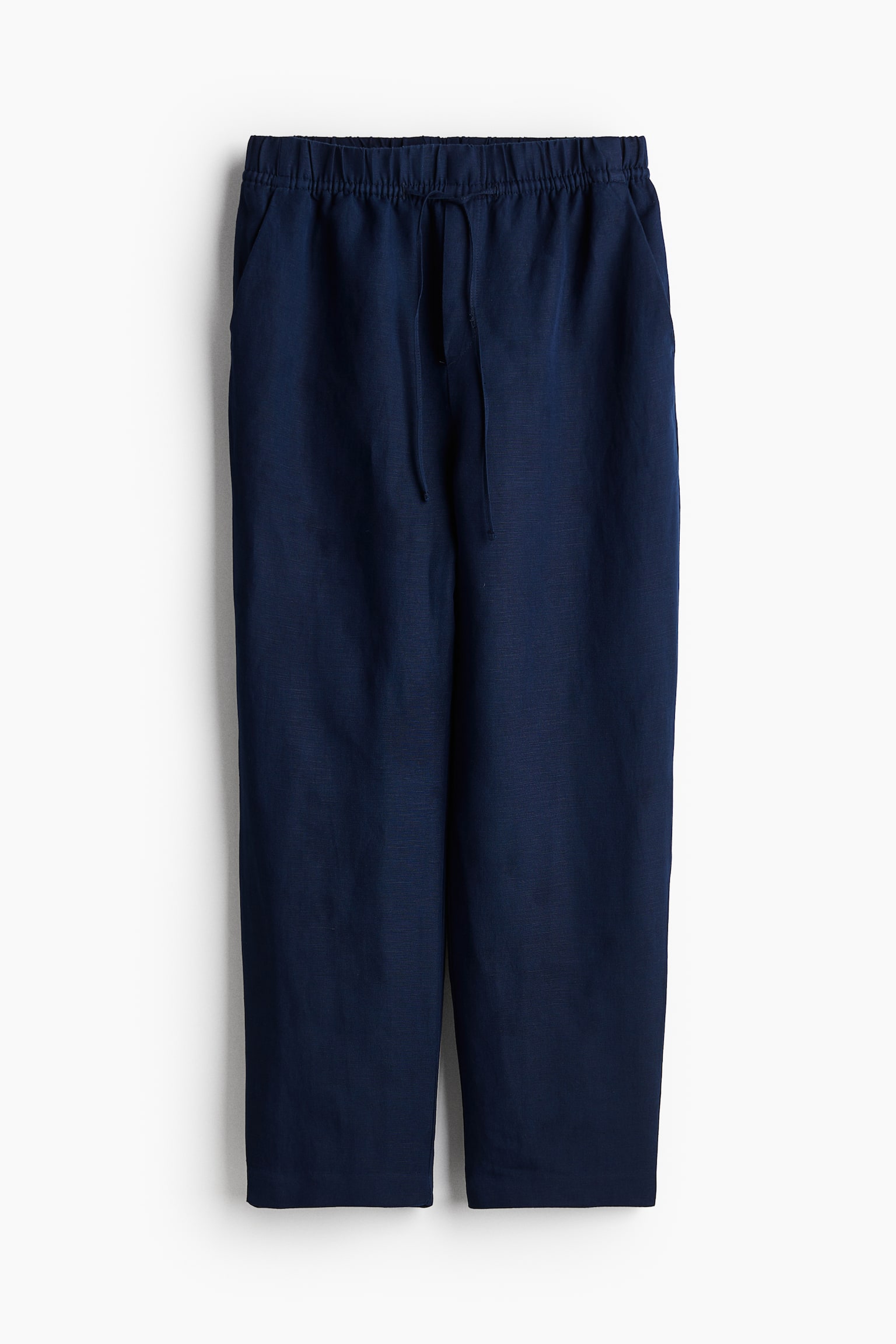 Linen Blend Tapered Pants - Navy blue/Black/Light beige/White - 2