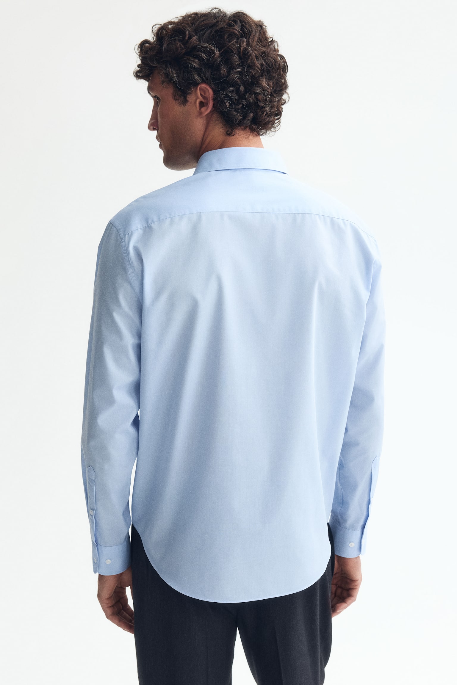 Мужская рубашка H&M Regular Fit Easy-iron, цвет: Светлый синий — фото 5