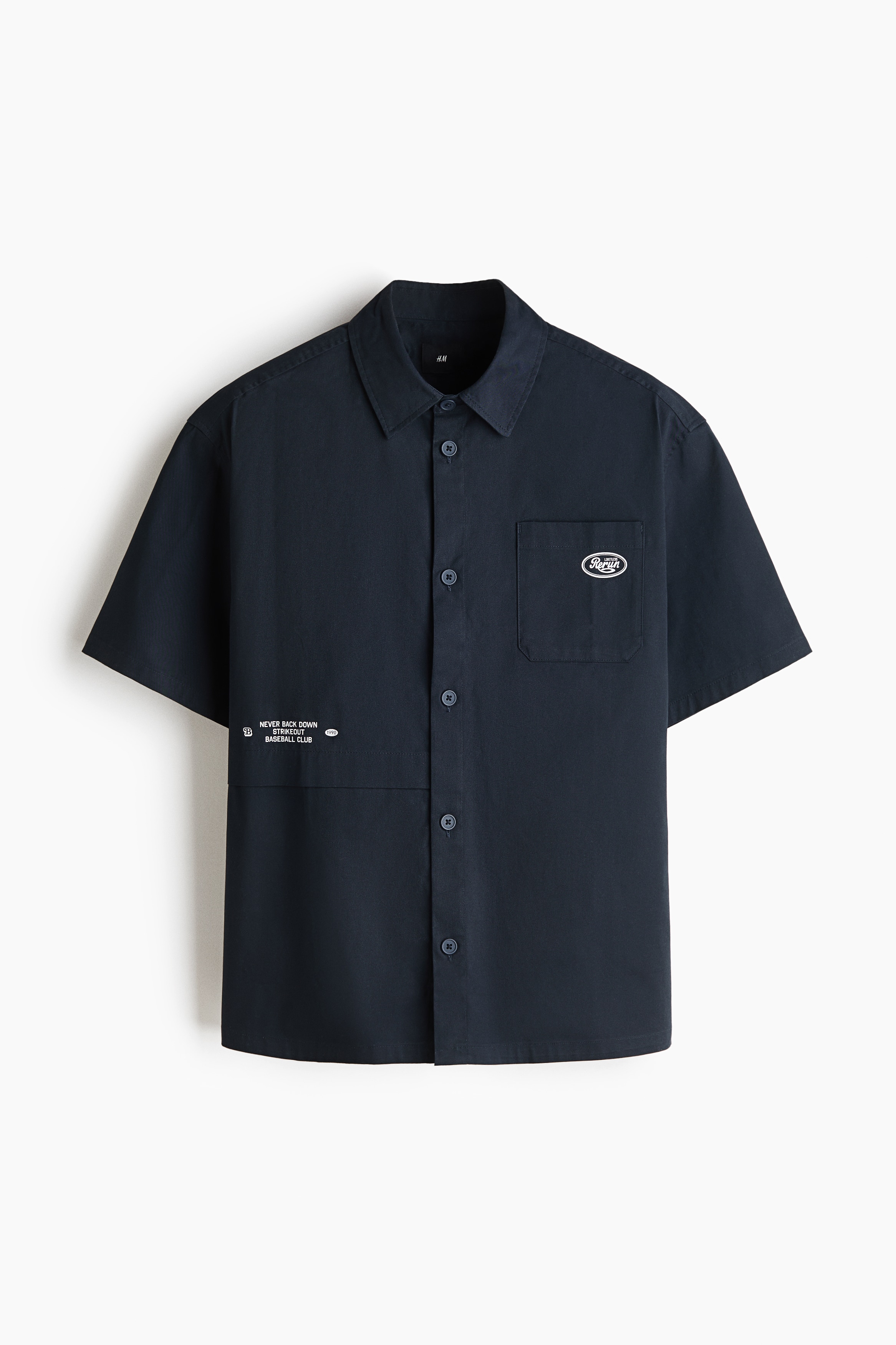 Loose Fit Short-sleeved denim shirt - Navy blue/Rerun/Light blue/Rerun/Dark grey/Colour block
