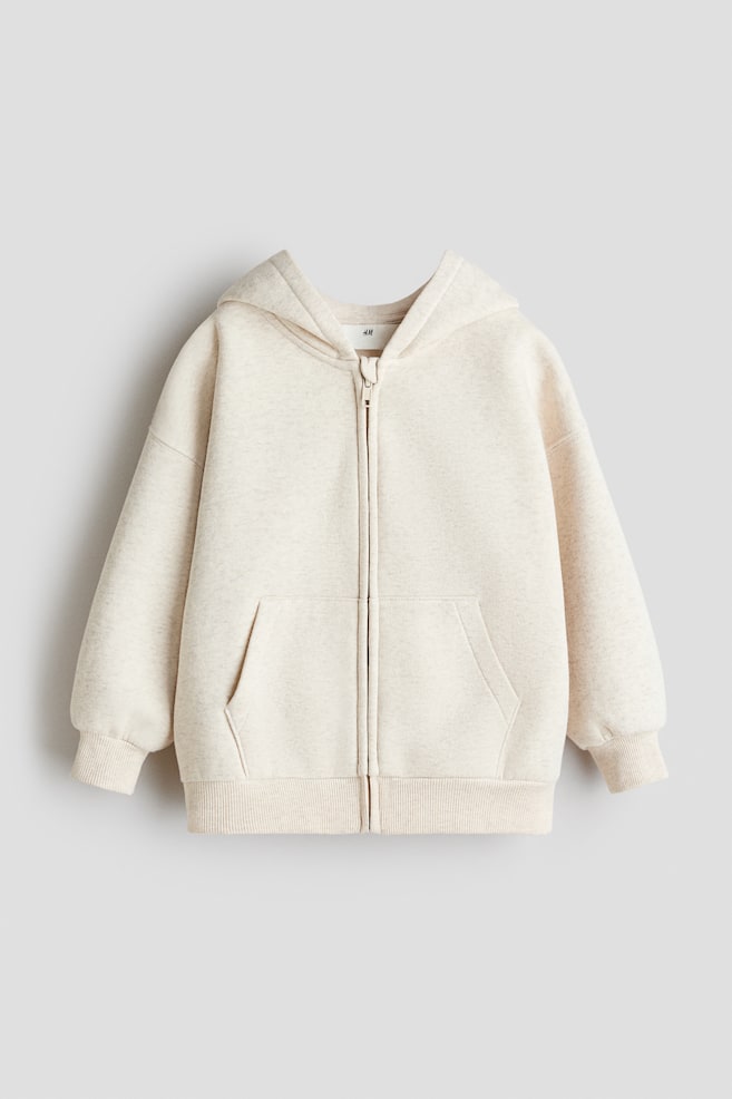Oversized Hooded Jacket - Light beige melange/Light pink/Dark gray/hearts/Purple/hearts/Bubblegum pink - 1